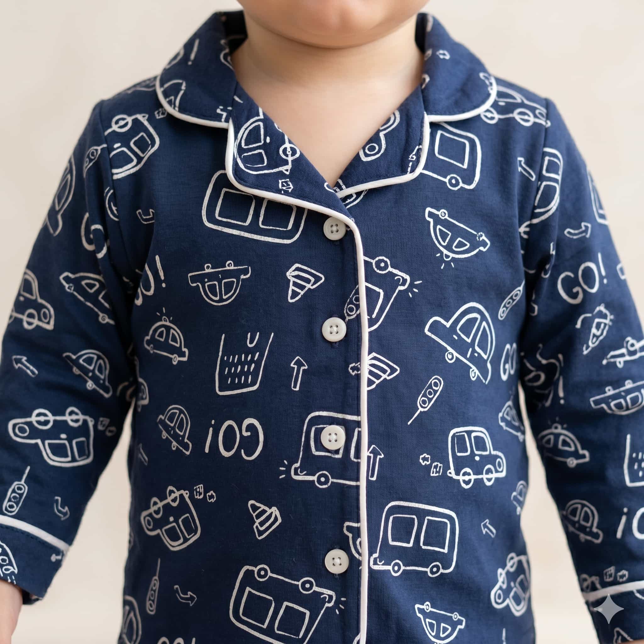 City Cruisers Baby Boys Full Sleeves Pajama Set - Navy
