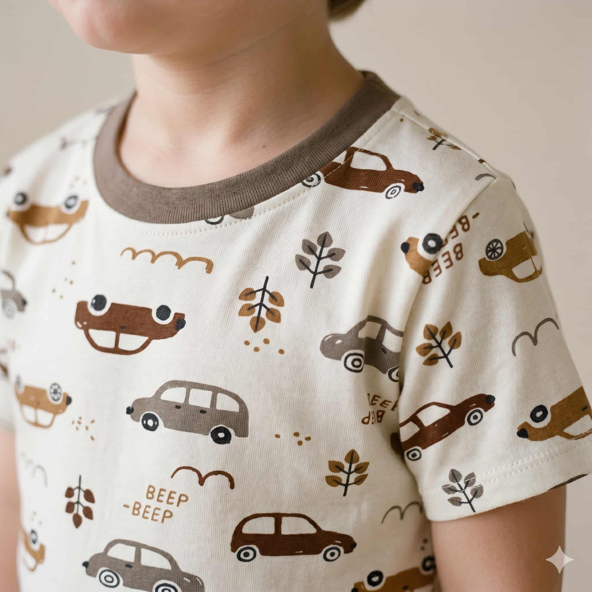 Beep Trail Boys Half Sleeves Short Set - White