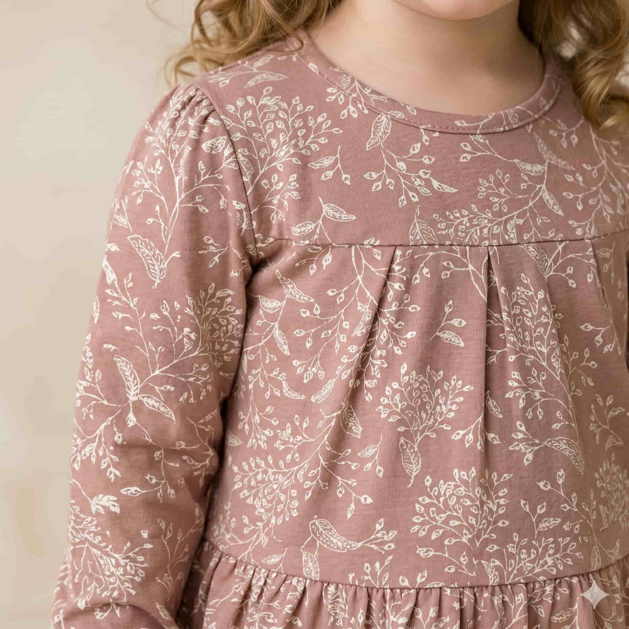 Tree Girls full sleeves laced Pajama Set - Brown