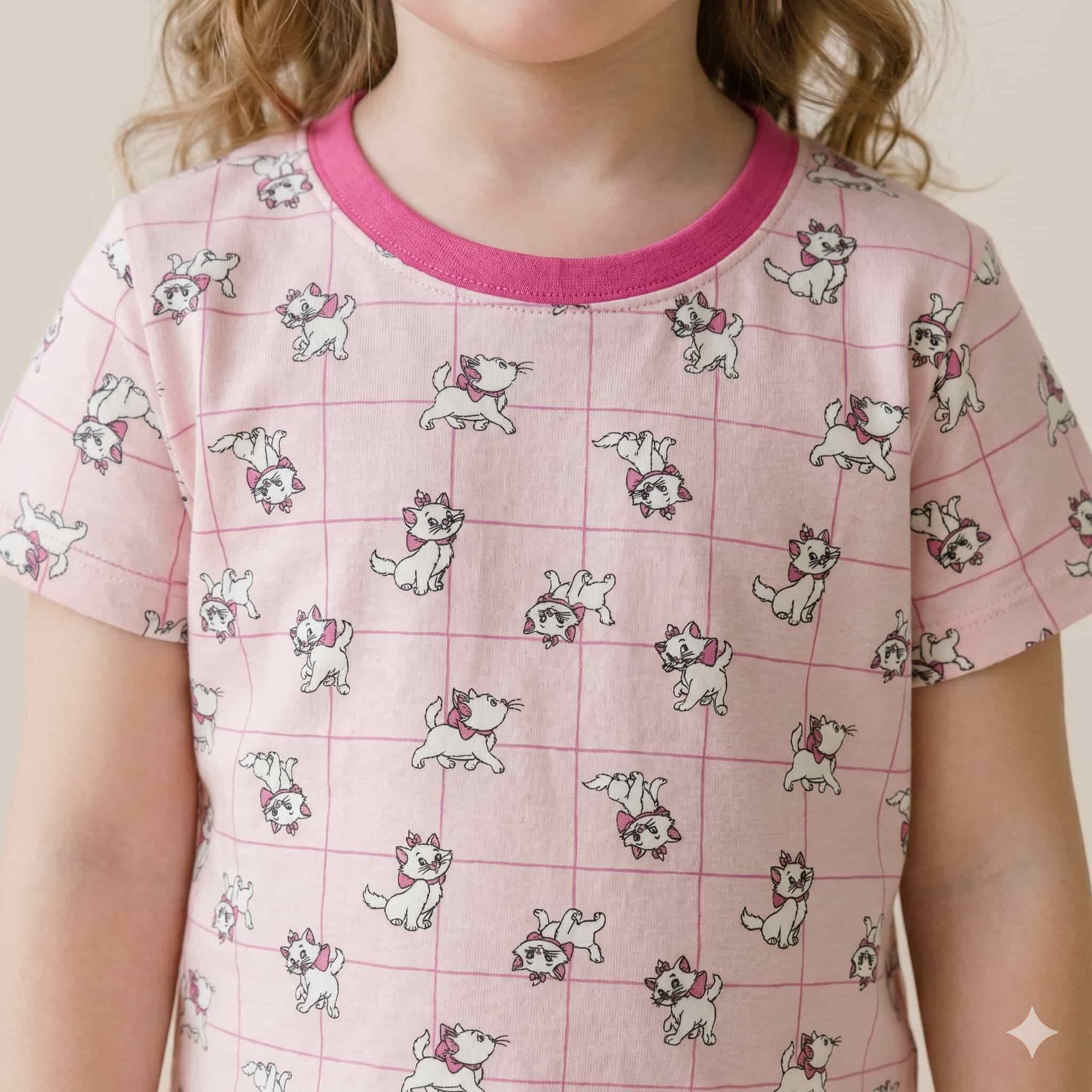 Cat Marie Girl Half Sleeves Pajama Set - Pink