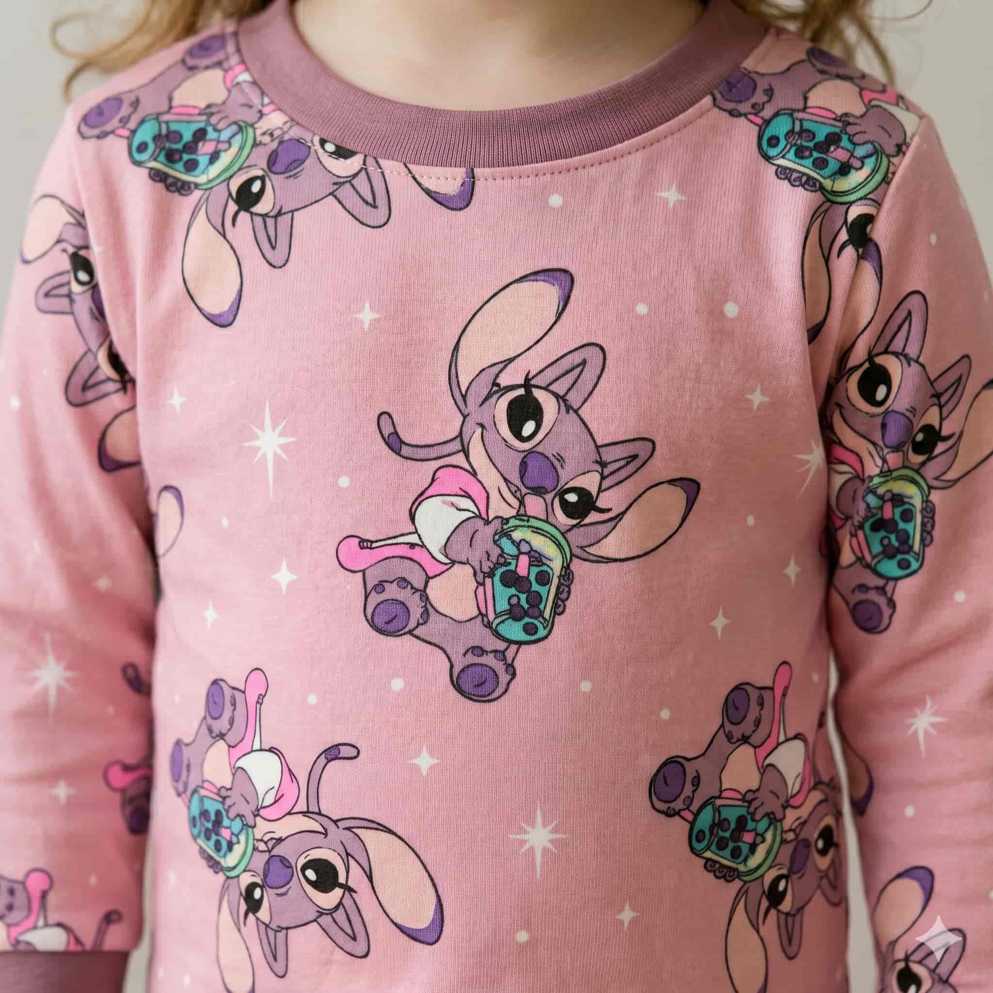 Small Stitch Girls Full Sleeves Pajama Set – Pink