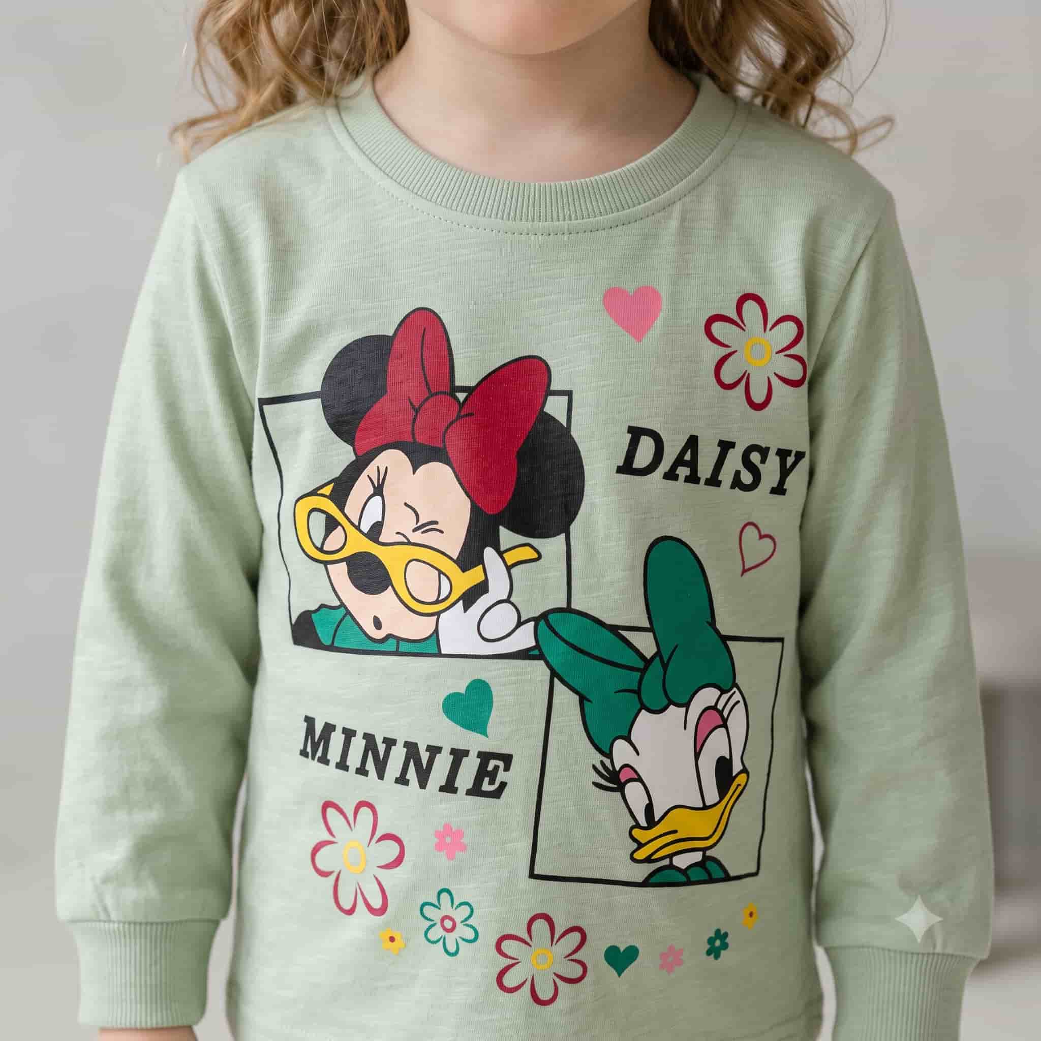 Daisy Minnie Girl Full Sleeves Pajama Sets- Green
