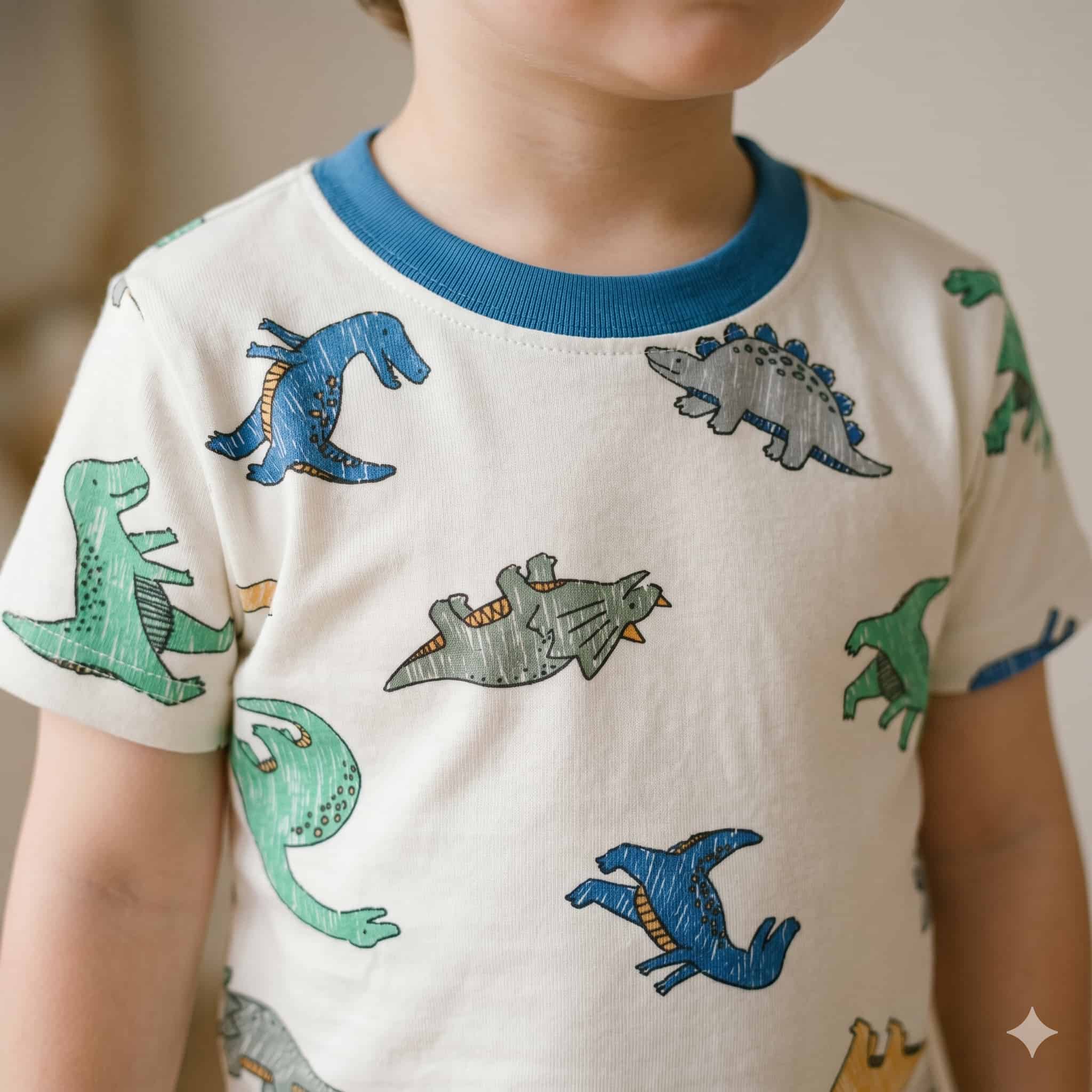 Dino Sketch Boys Half Sleeves Pajama Set - Off-White
