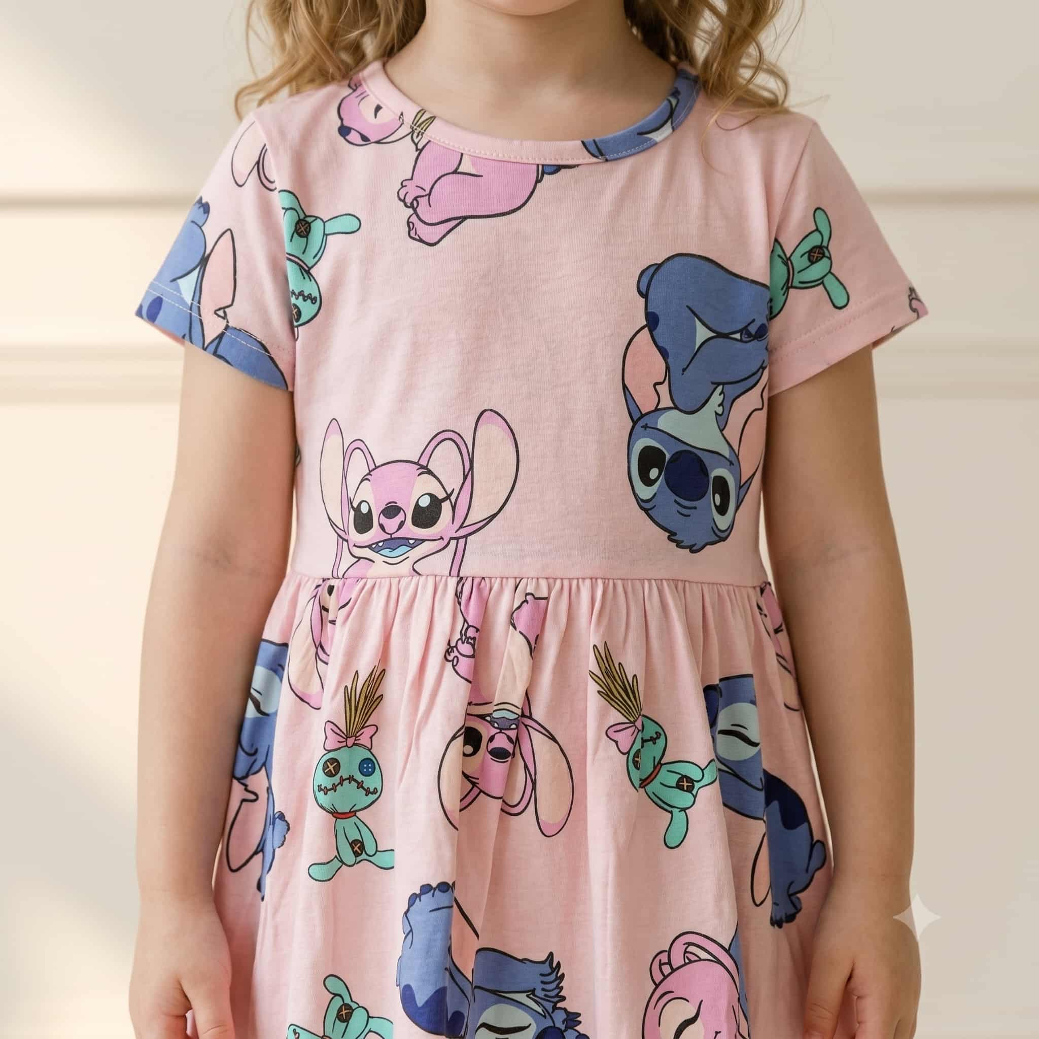 Stitch Magic Girls Frock - Pink