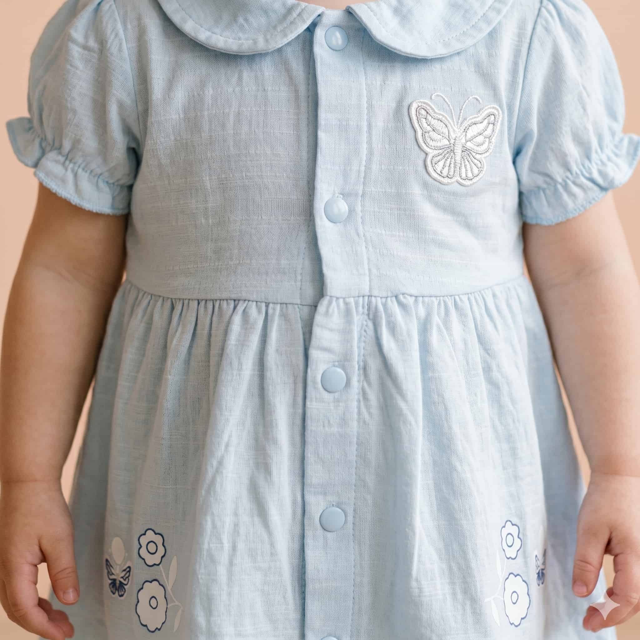 Sky Flutter Baby Girls Half Sleeves Set - Blue