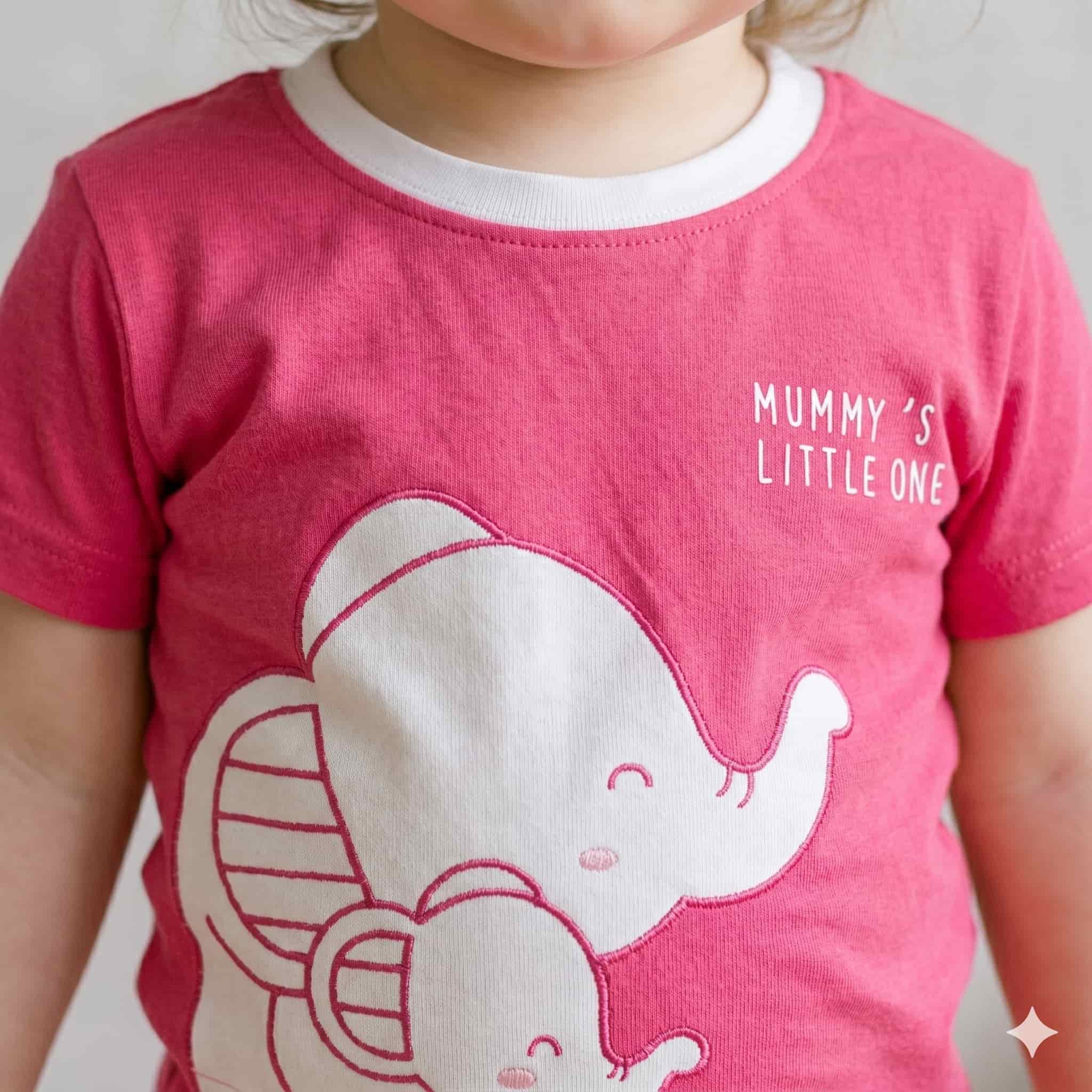 Elephant Love Baby Girls Half Sleeves set - Pink
