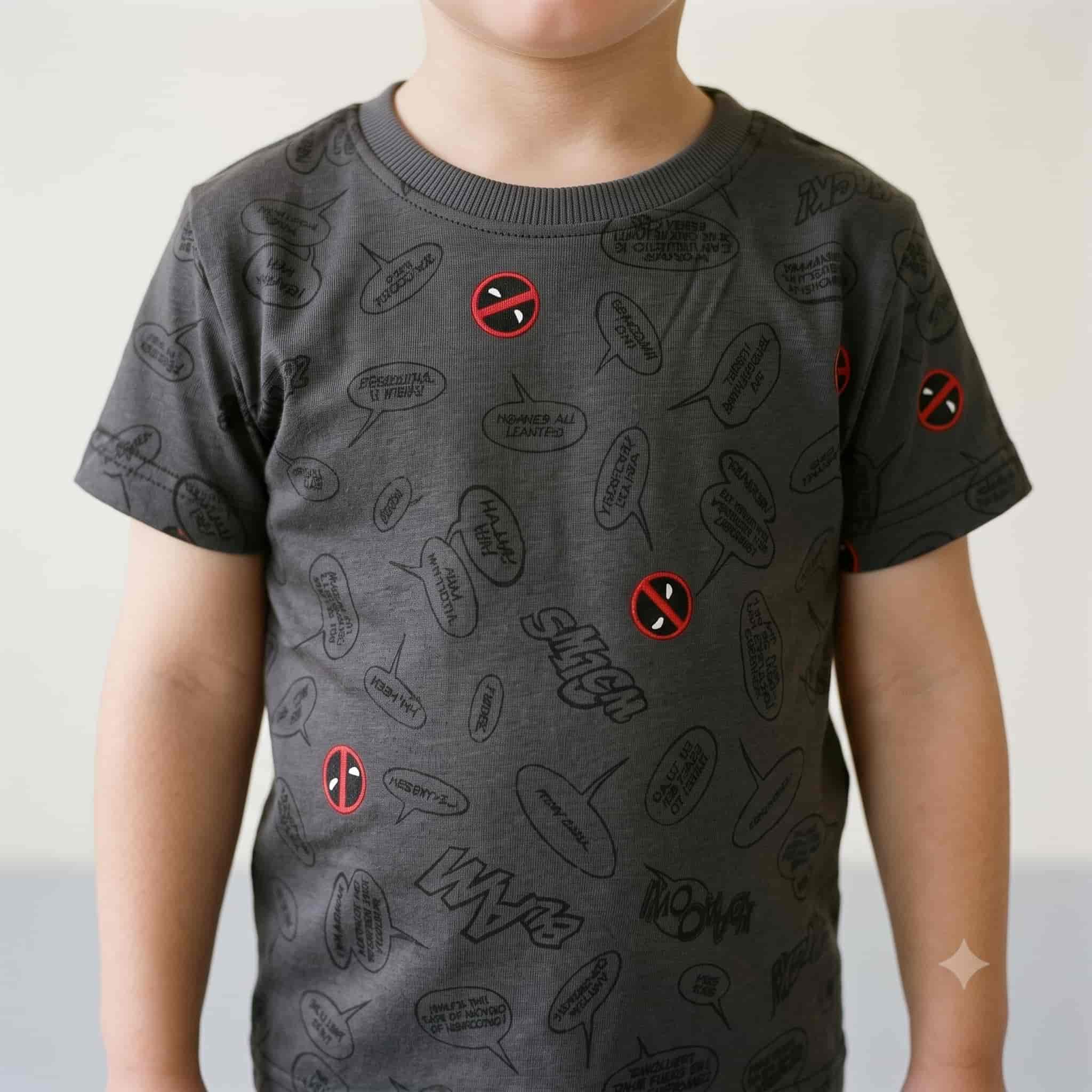 Deadpool Boys Half Sleeves Pajama Set - Dark Grey