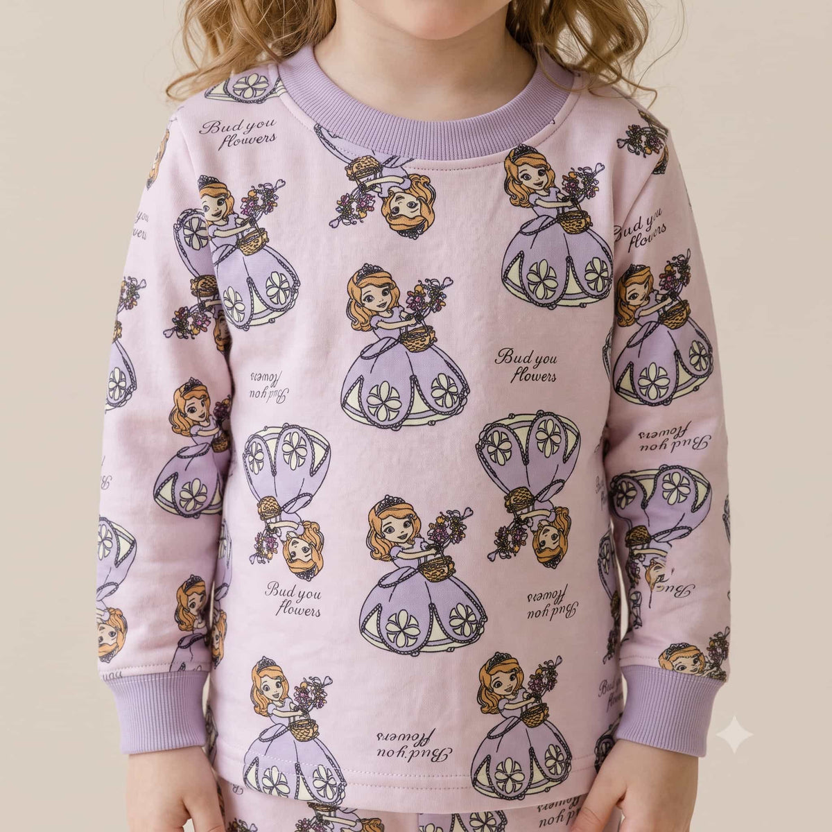 Princess Girls Winter Full Sleeves Pajama Set – Light Pink &amp; Lavender