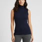 Turtle Neck Women Sleeveless Sweater-Navy Blue