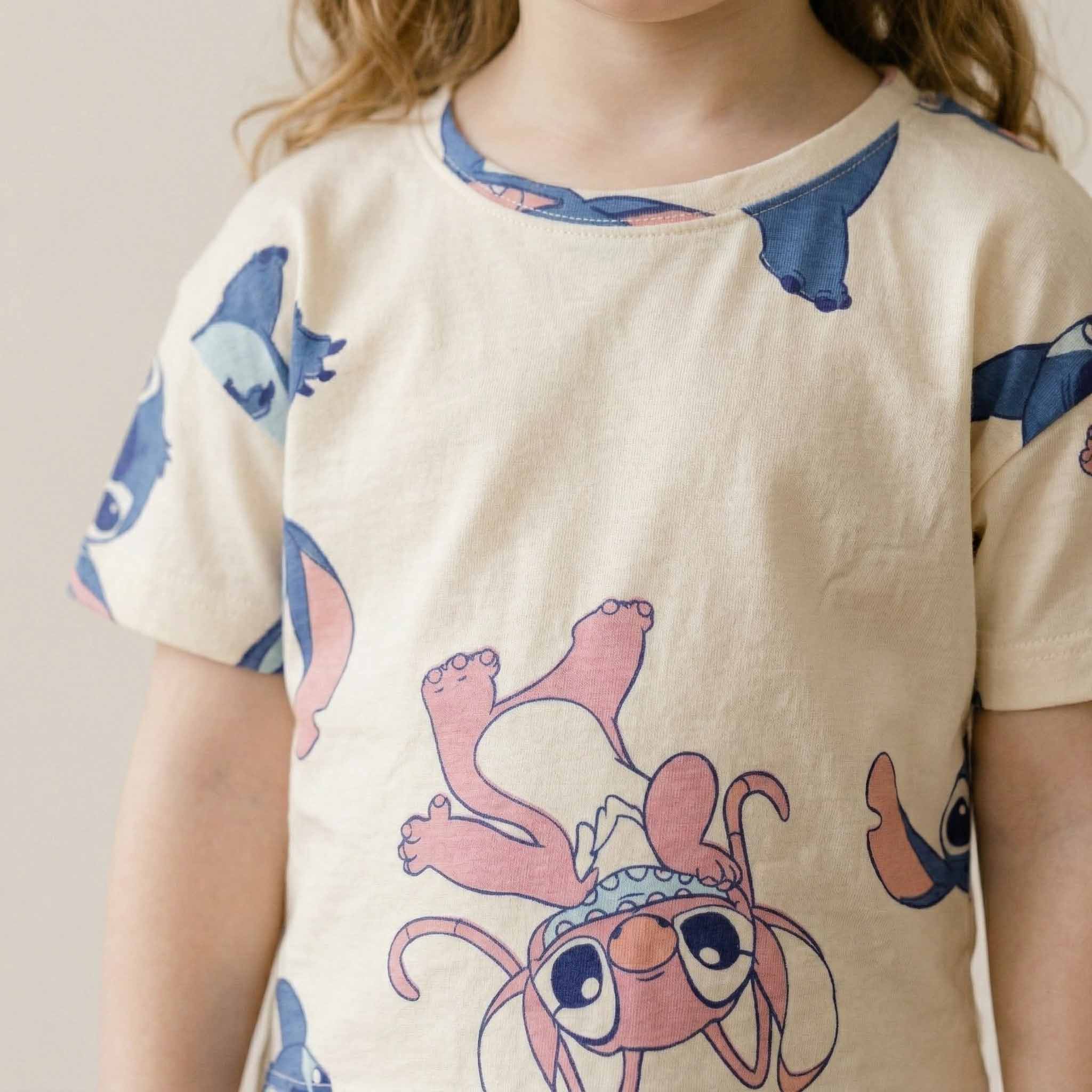Stitch & Friends Girls Short Set - Cream
