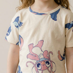 Stitch & Friends Girls Short Set - Cream