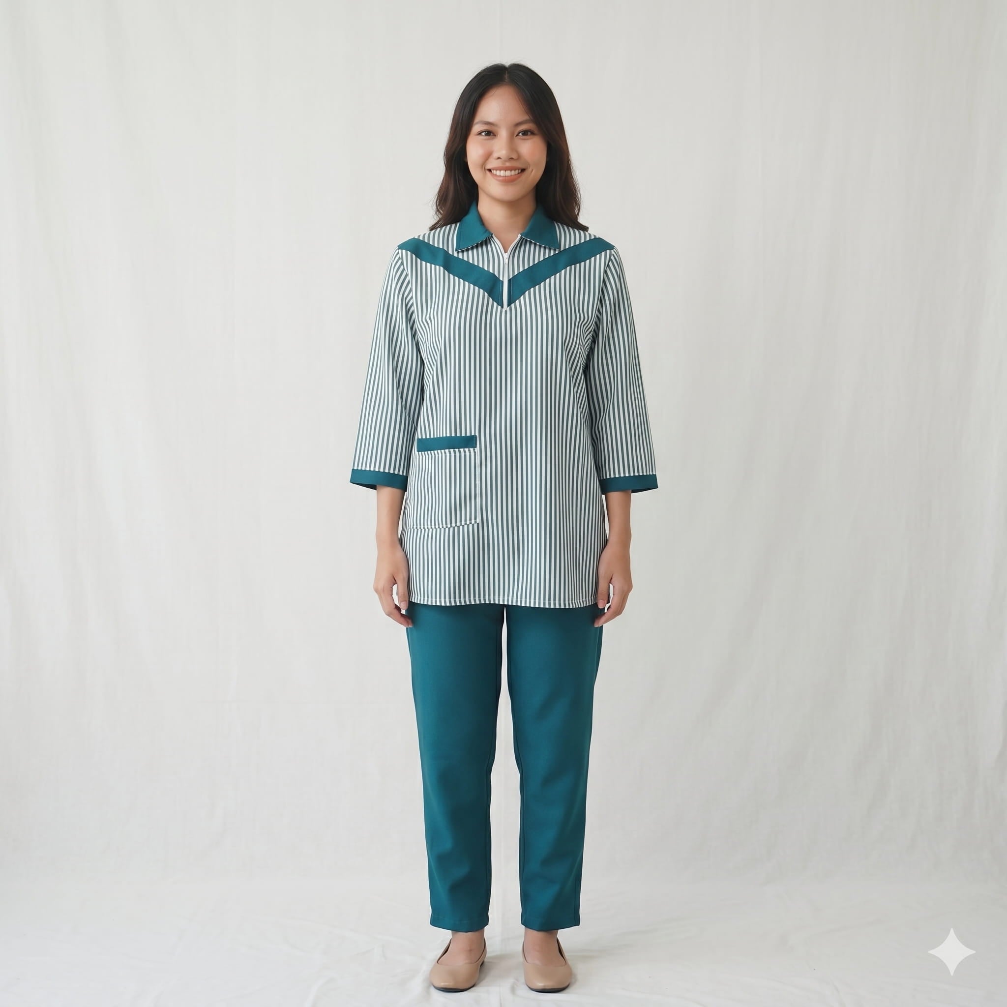 Linear Harmony Maid Women Uniform - Teal