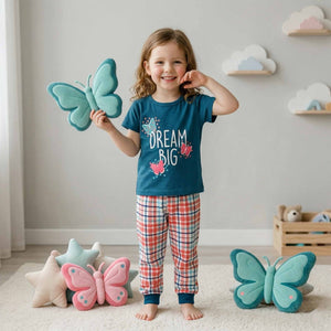 Dream Big Girls Half Sleeves Pajama Set - Blue
