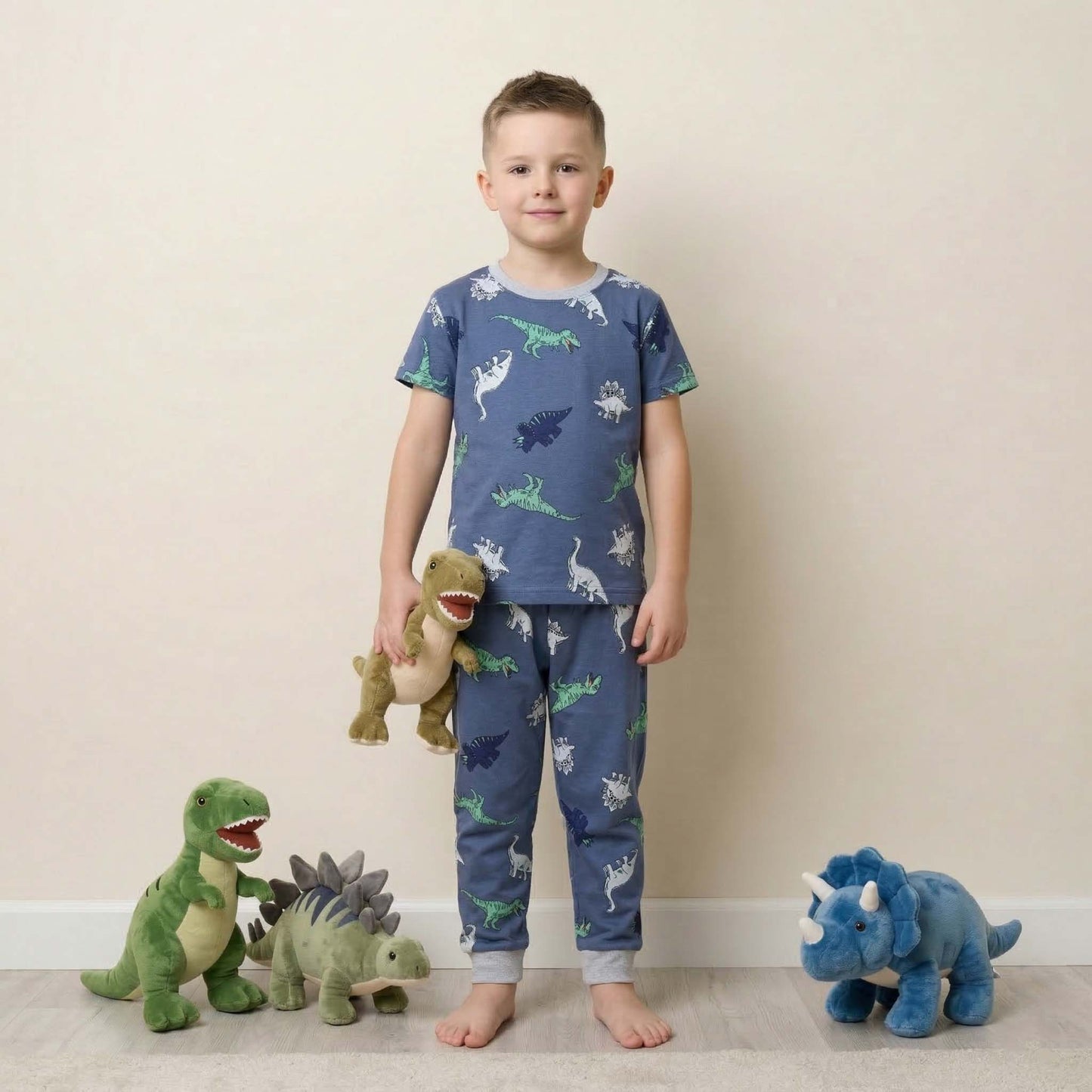 Dino Park Boys Half Sleeves Pajama Set - Blue