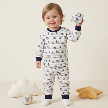 Mischievous Mickey Baby Boy Full Sleeves Pajama Set - White & Navy Blue