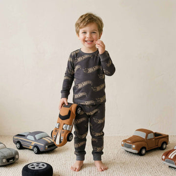 Hot Wheels Boys Full Sleeves Pajama Set - Black