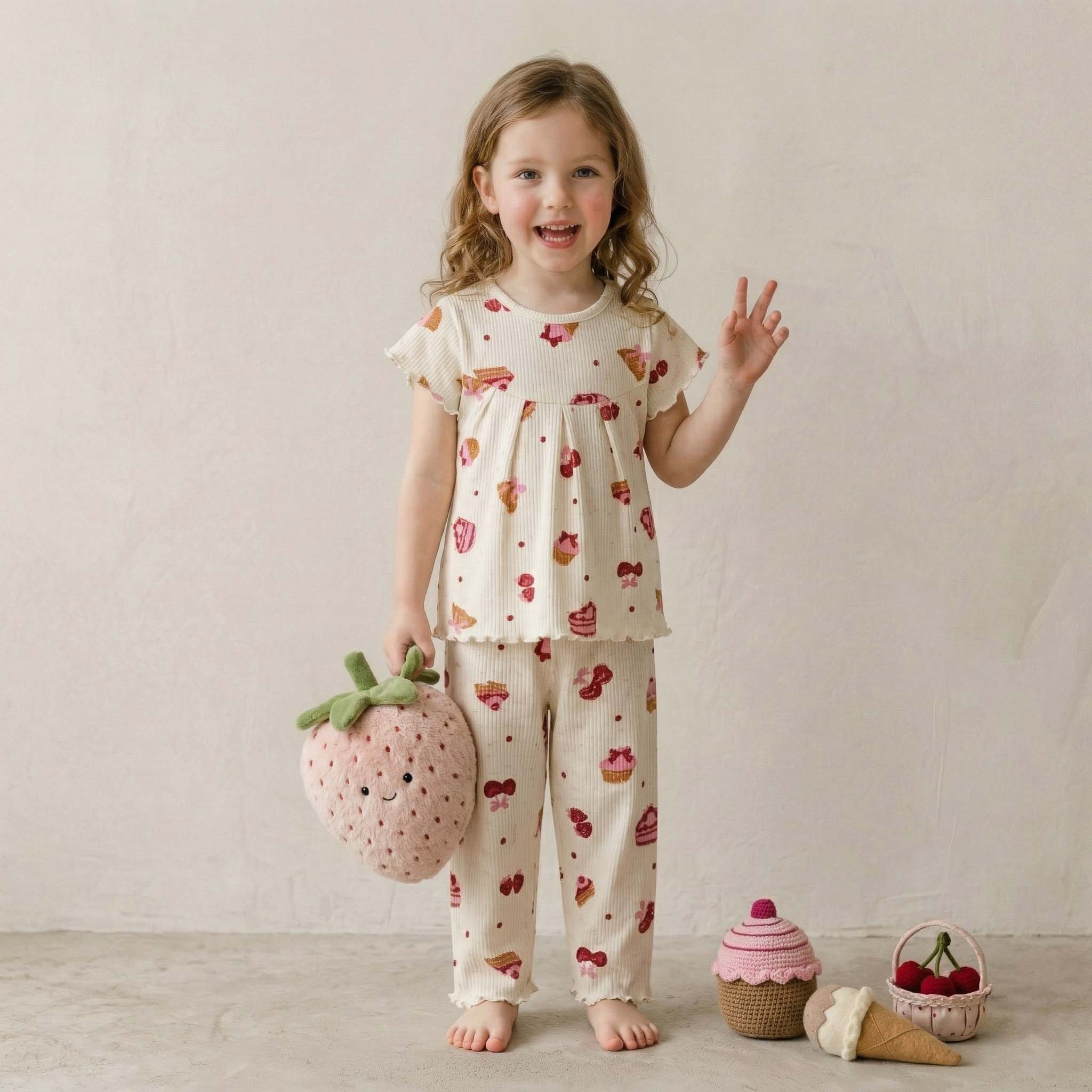 Cupcakes Girls Pajama Set - Cream