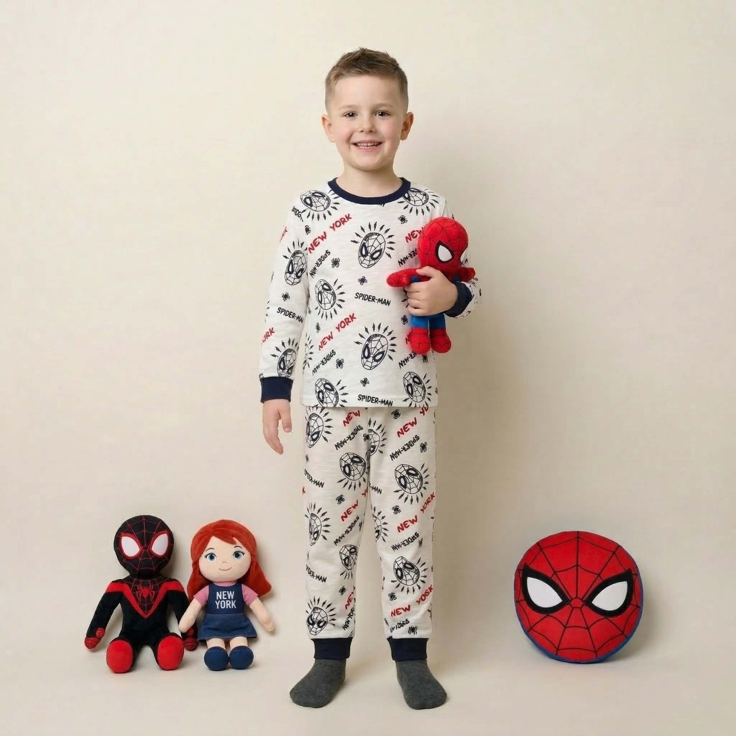 Spiderman Boys Full Sleeves Pajama Set - White