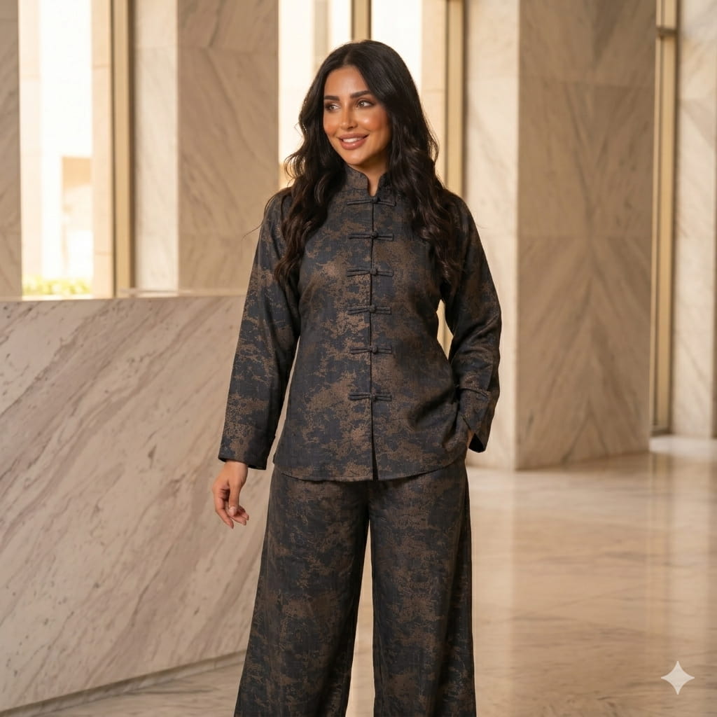 Midnight Bronze Women Full Sleeves Co ord Set - Charcoal