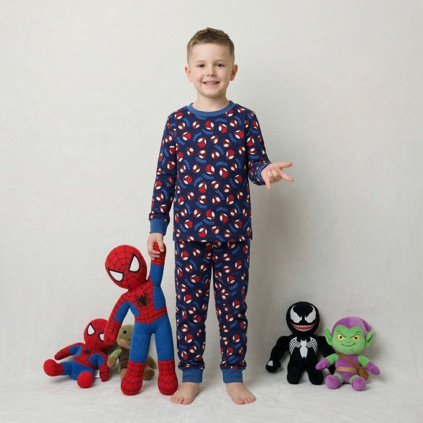 Spiderman Boys Full Sleeves Pajama Set - Navy Blue