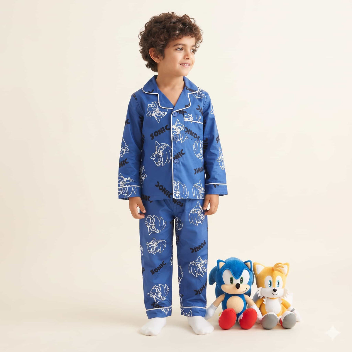 Sonic Boys Full Sleeves Pajama Set - Royal Blue