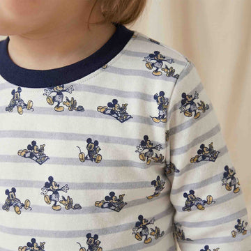 Mischievous Mickey Baby Boy Full Sleeves Pajama Set - White & Navy Blue