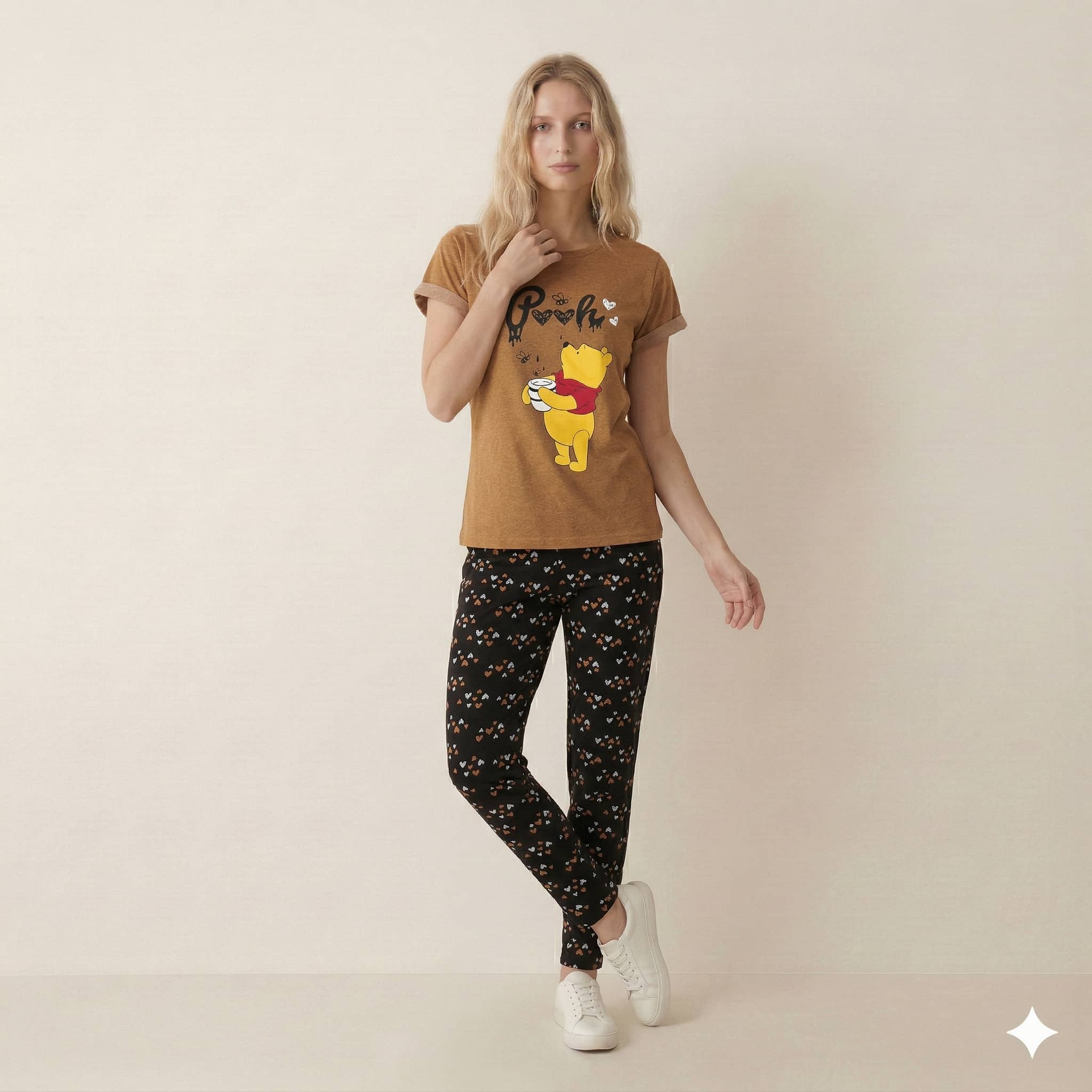 Pooh Women Pajama Set - Brown
