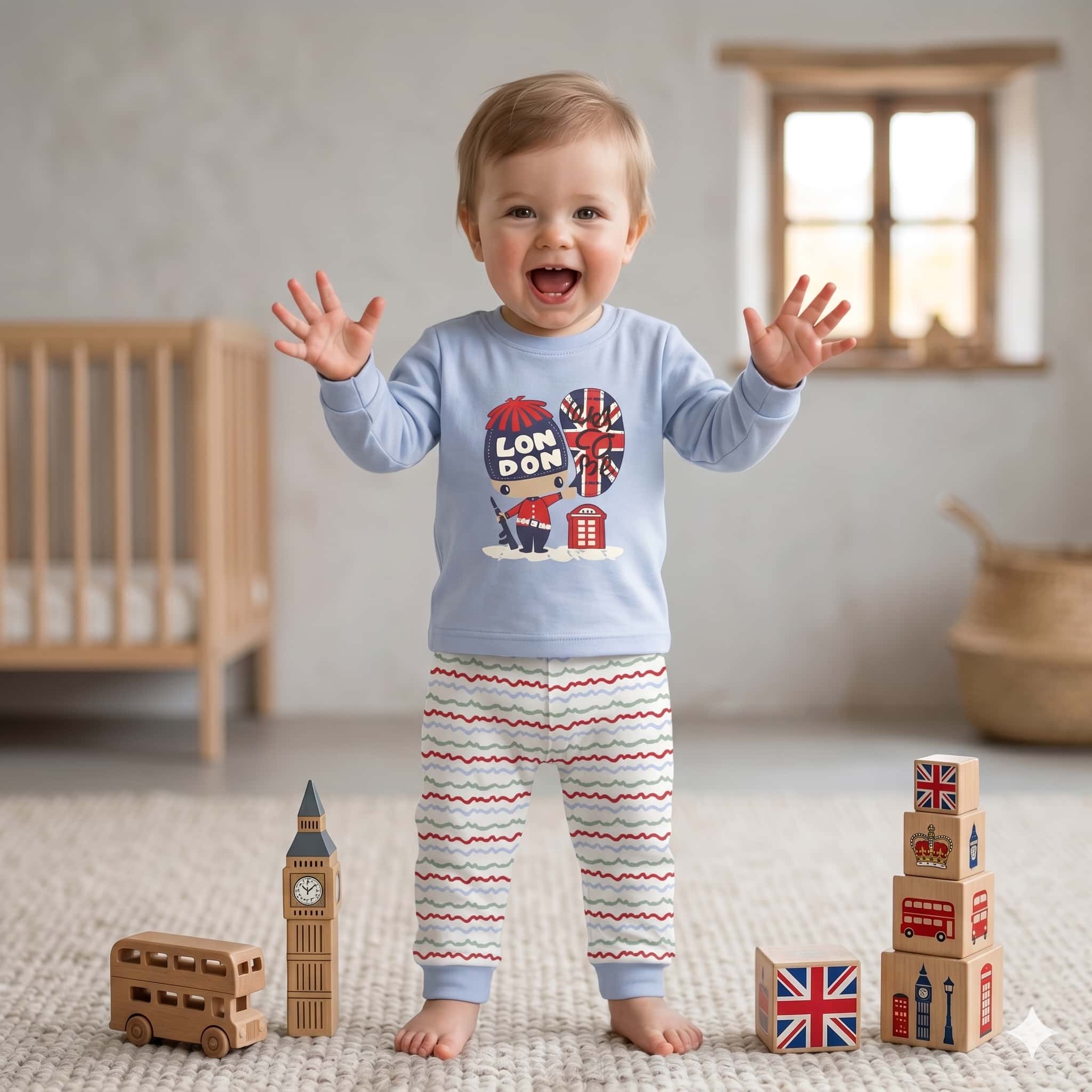 London Calling Baby Boys Full Sleeves Set - Blue