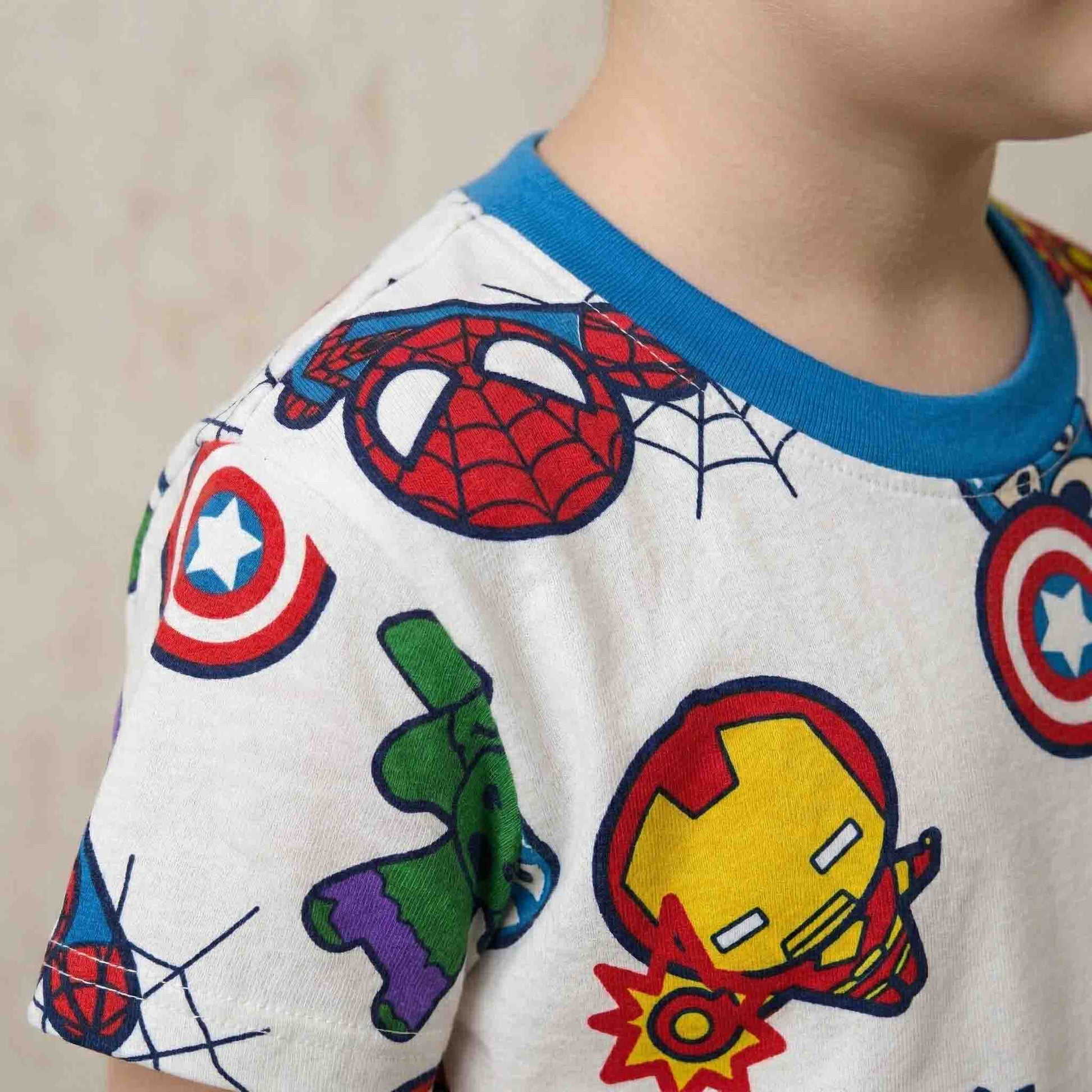 Avengers Boys Short Set - White & Blue
