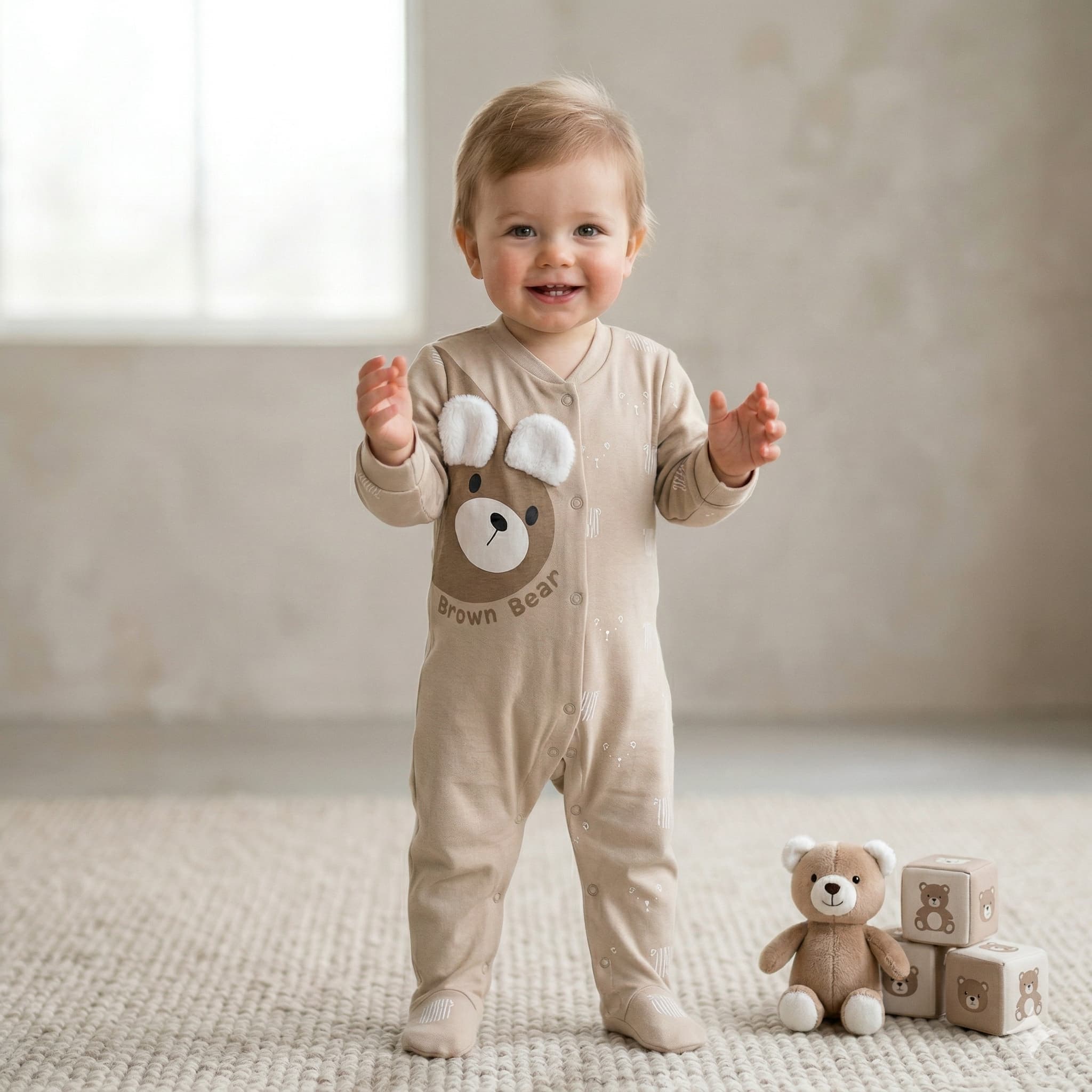 Plushy Bear Baby Boy Set - Brown