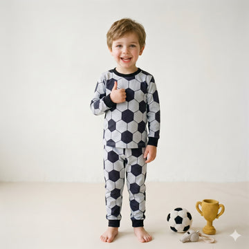 Goal Getter Boys Full Sleeves Pajama Set - Grey