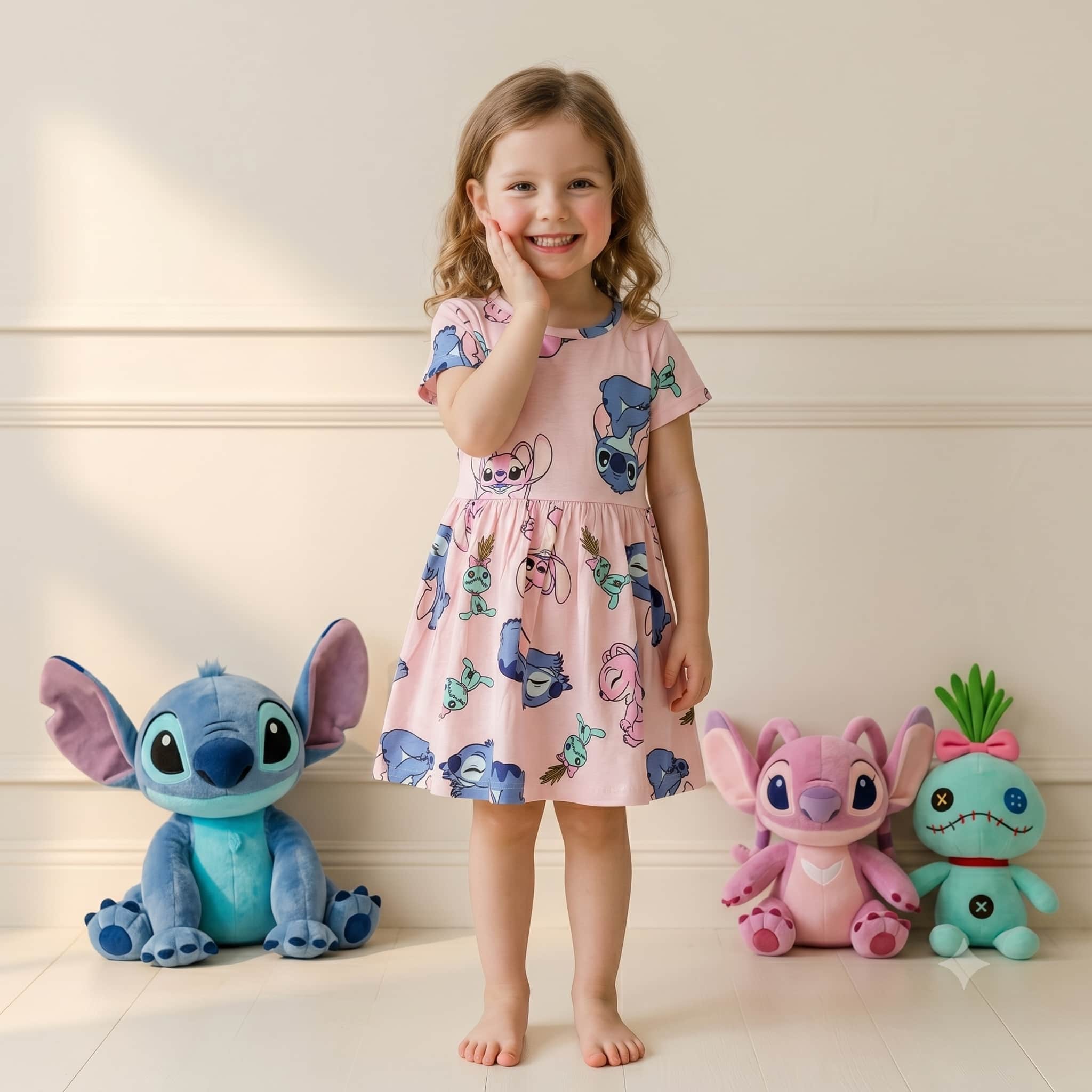 Stitch Magic Girls Frock - Pink