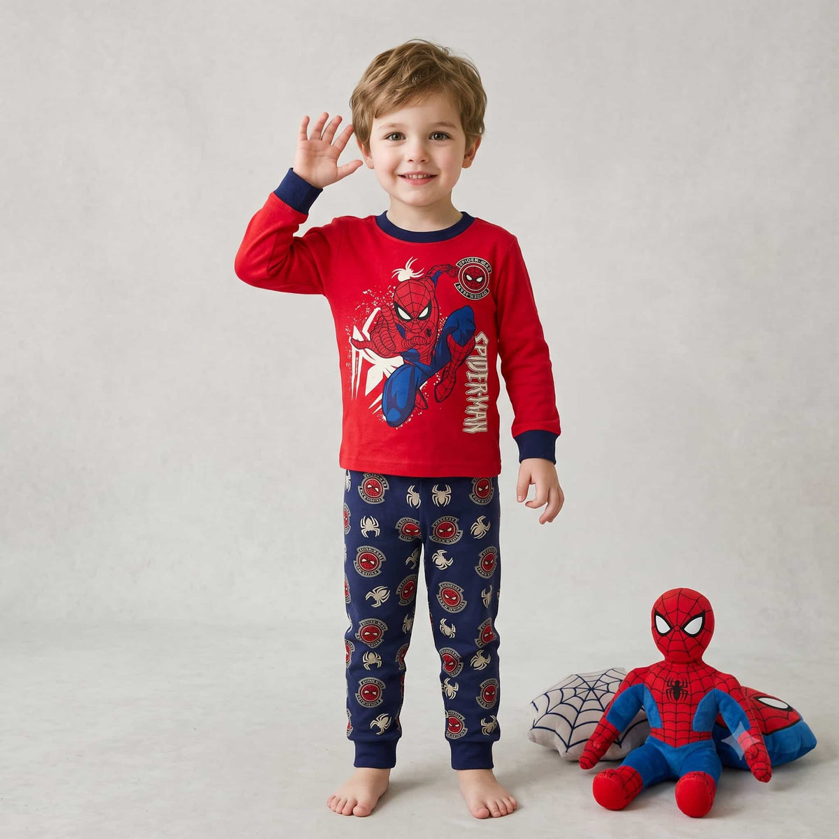 Spider Man Boys Full Sleeves Pajama Set – Red