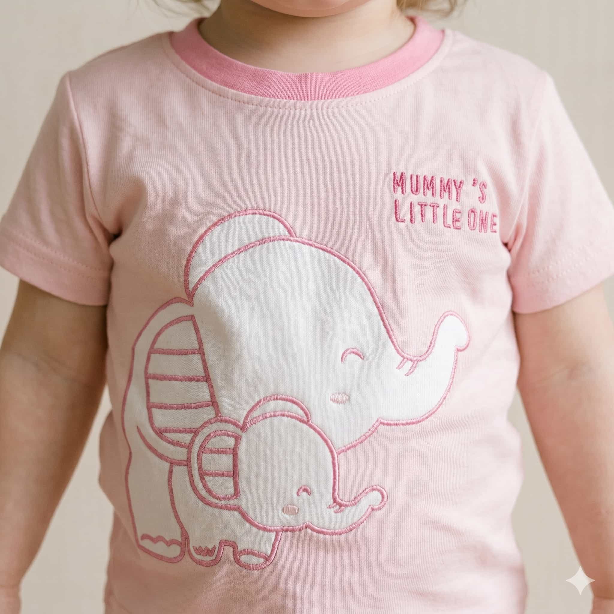 Elephant Hugs Baby Girls Half Sleeves set - Pink