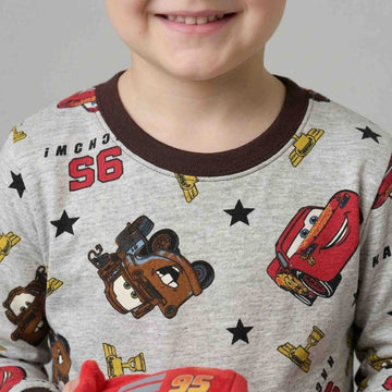 Lightning McQueen Boys Full Sleeves Pajama Set - Grey