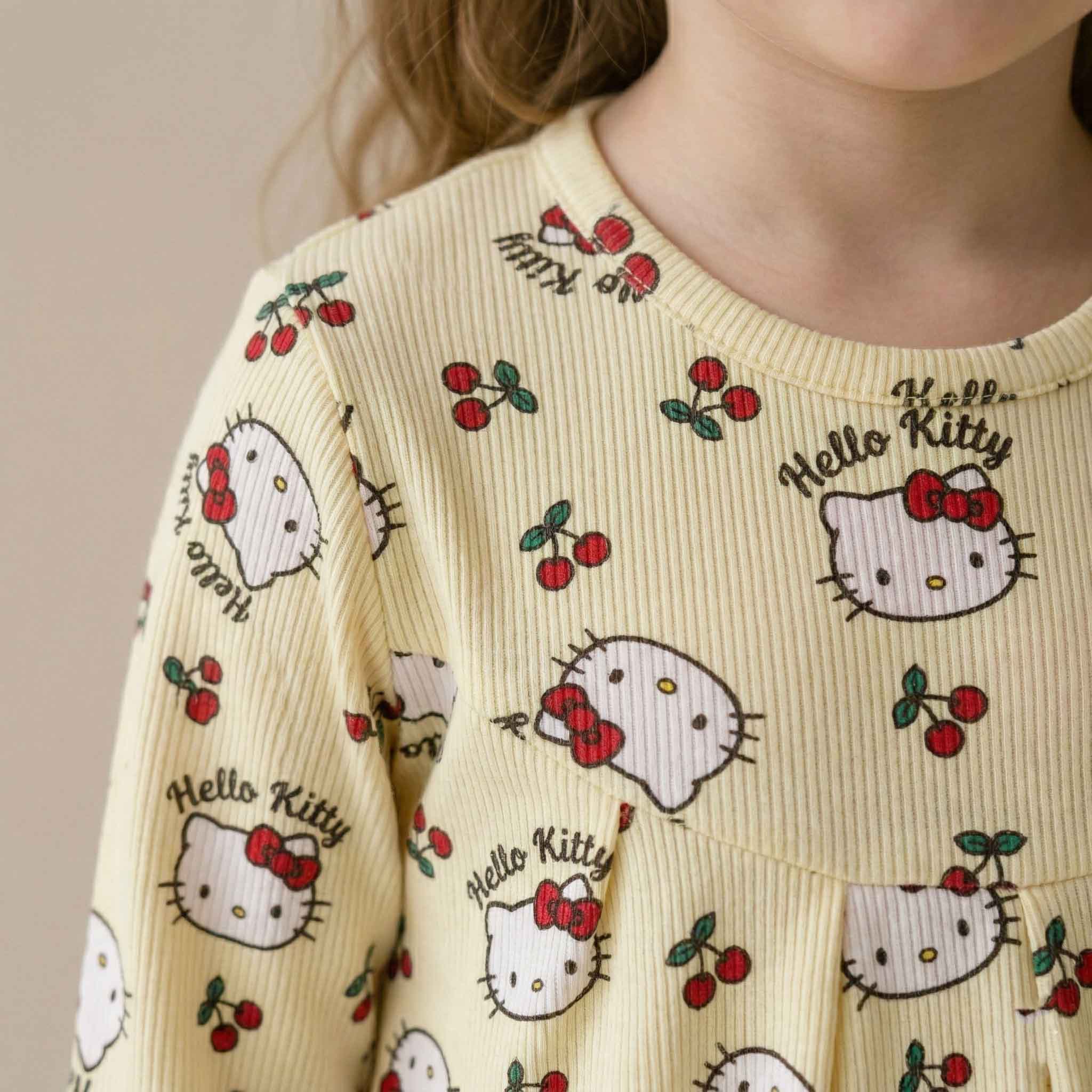 Hello Kitty Girls Full Sleeves Pajama Set - Yellow