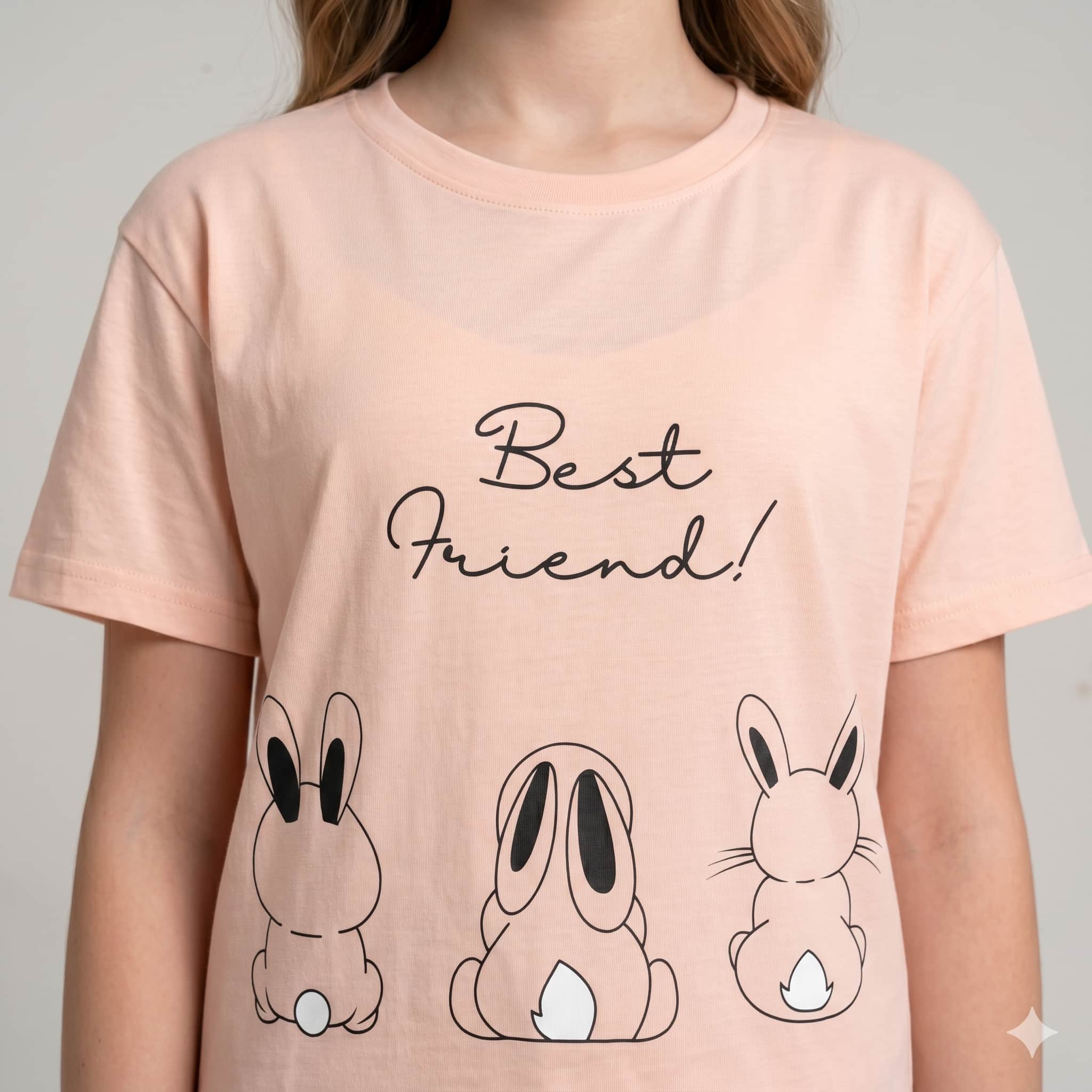 Sweet Buddies Girls Half Sleeves Pajama set - Peach