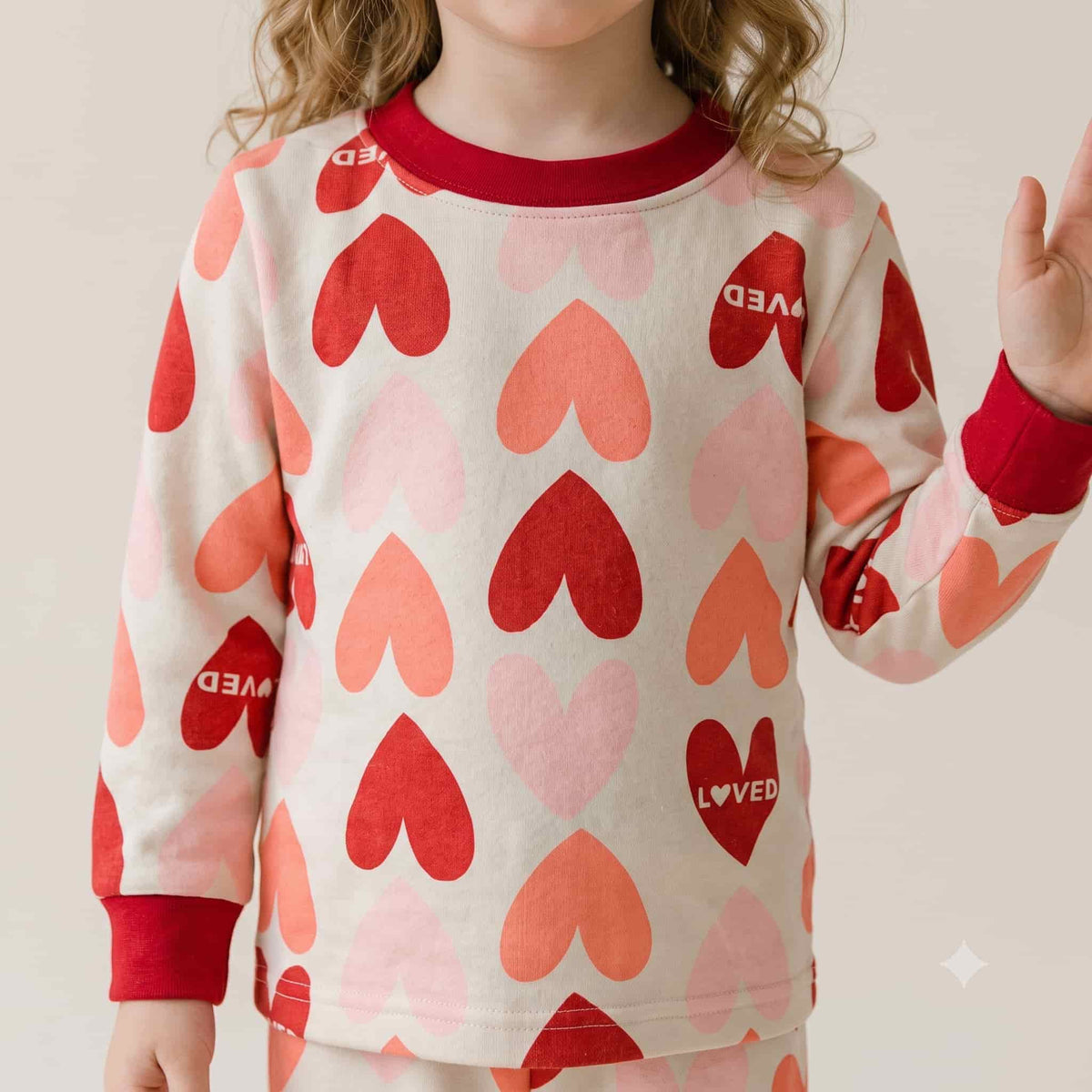Hearty Hugs Girls Winter Full Sleeves Pajama Set – Cream & Red