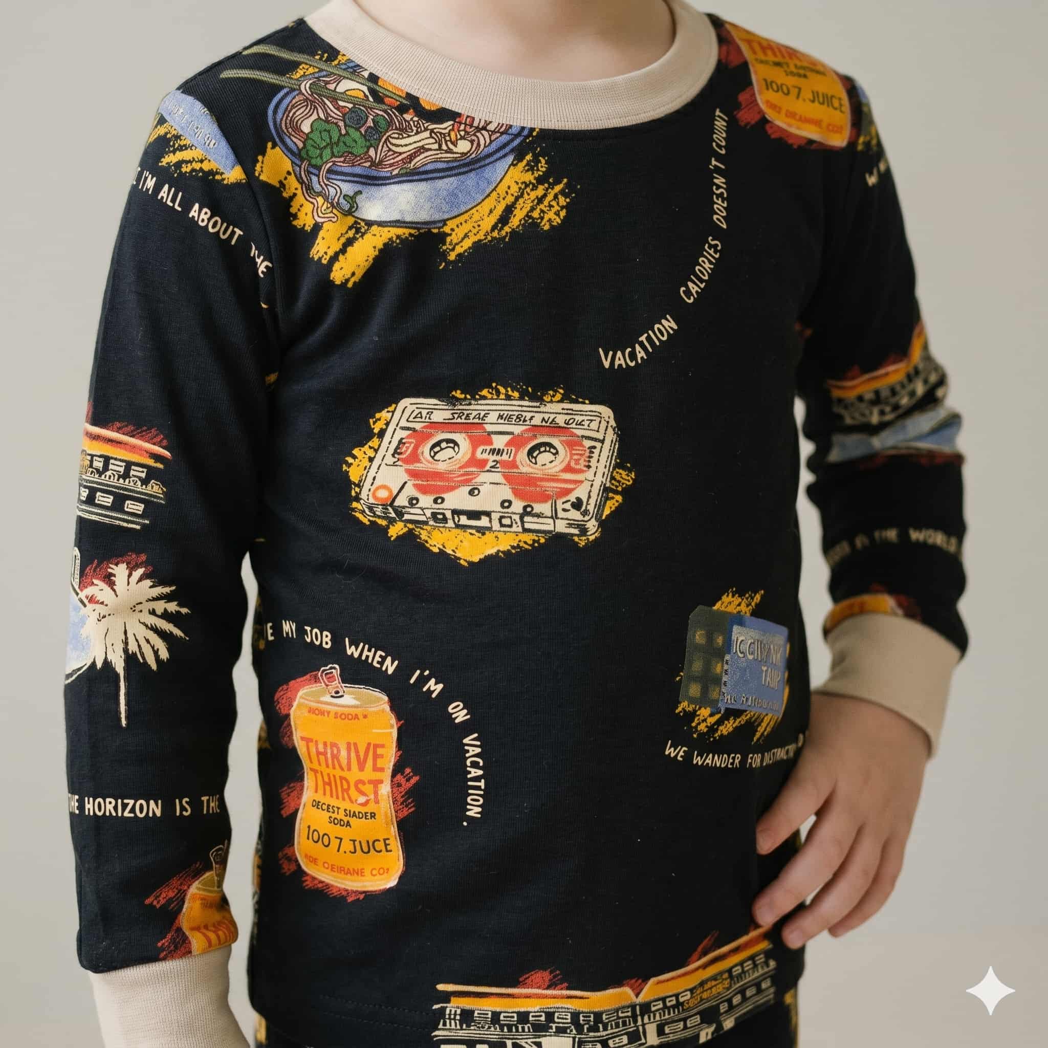 Urban Chill Boys Full Sleeves Pajama Set – Black