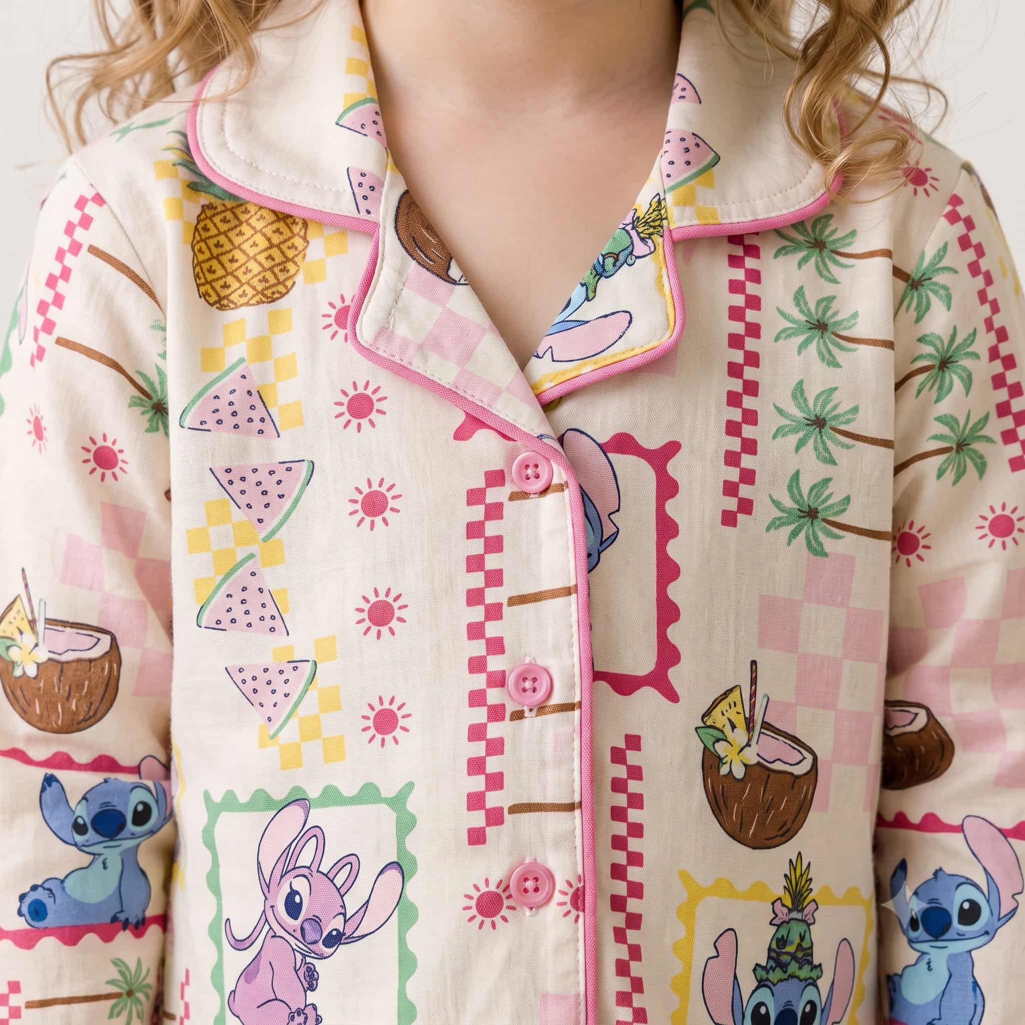 Stitch Girls Full Sleeves Pajama Set – Cream