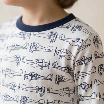 Sky Bound Boys Full Sleeves Pajama Set - white