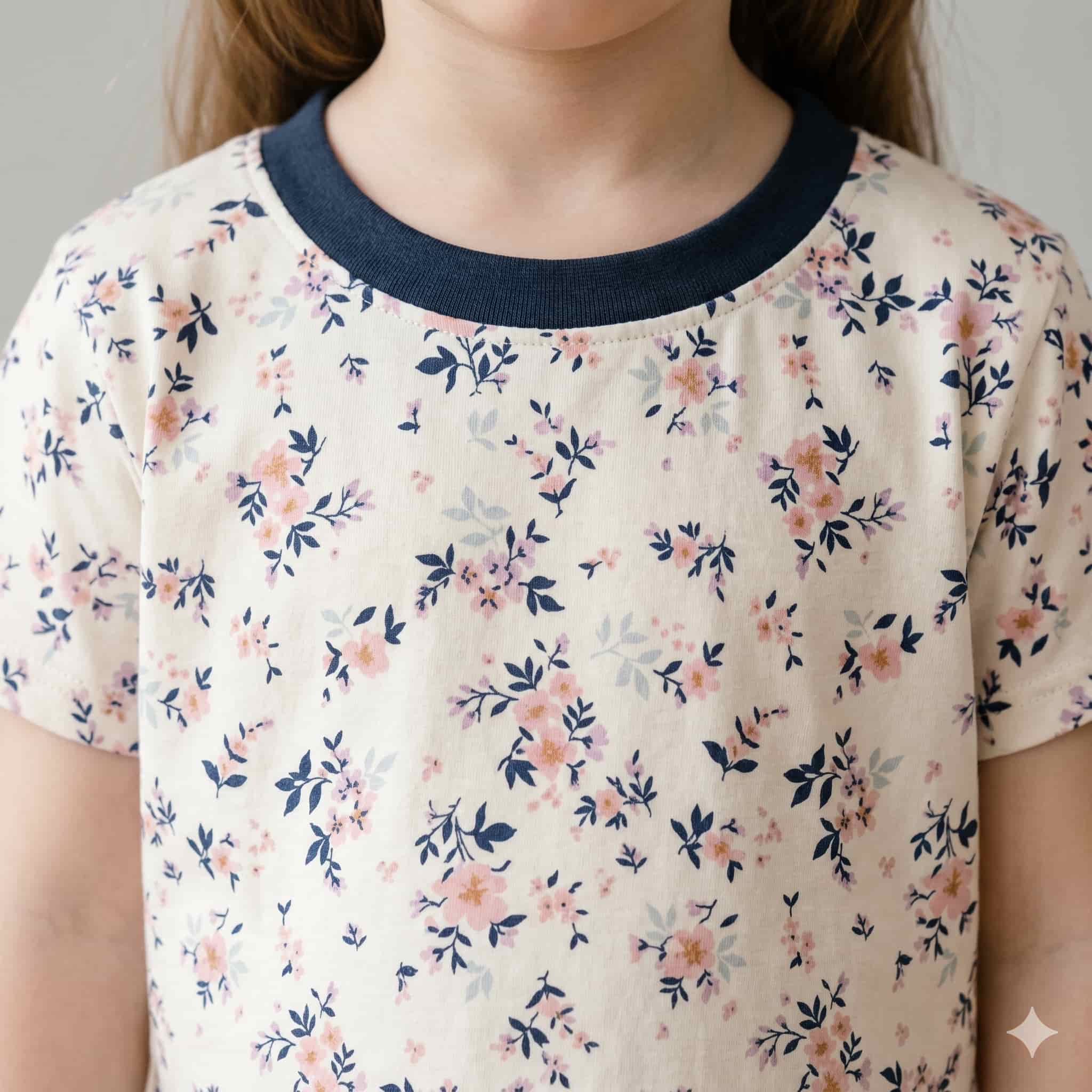 Floral Girls Half Sleeves Pajama Set - OffWhite