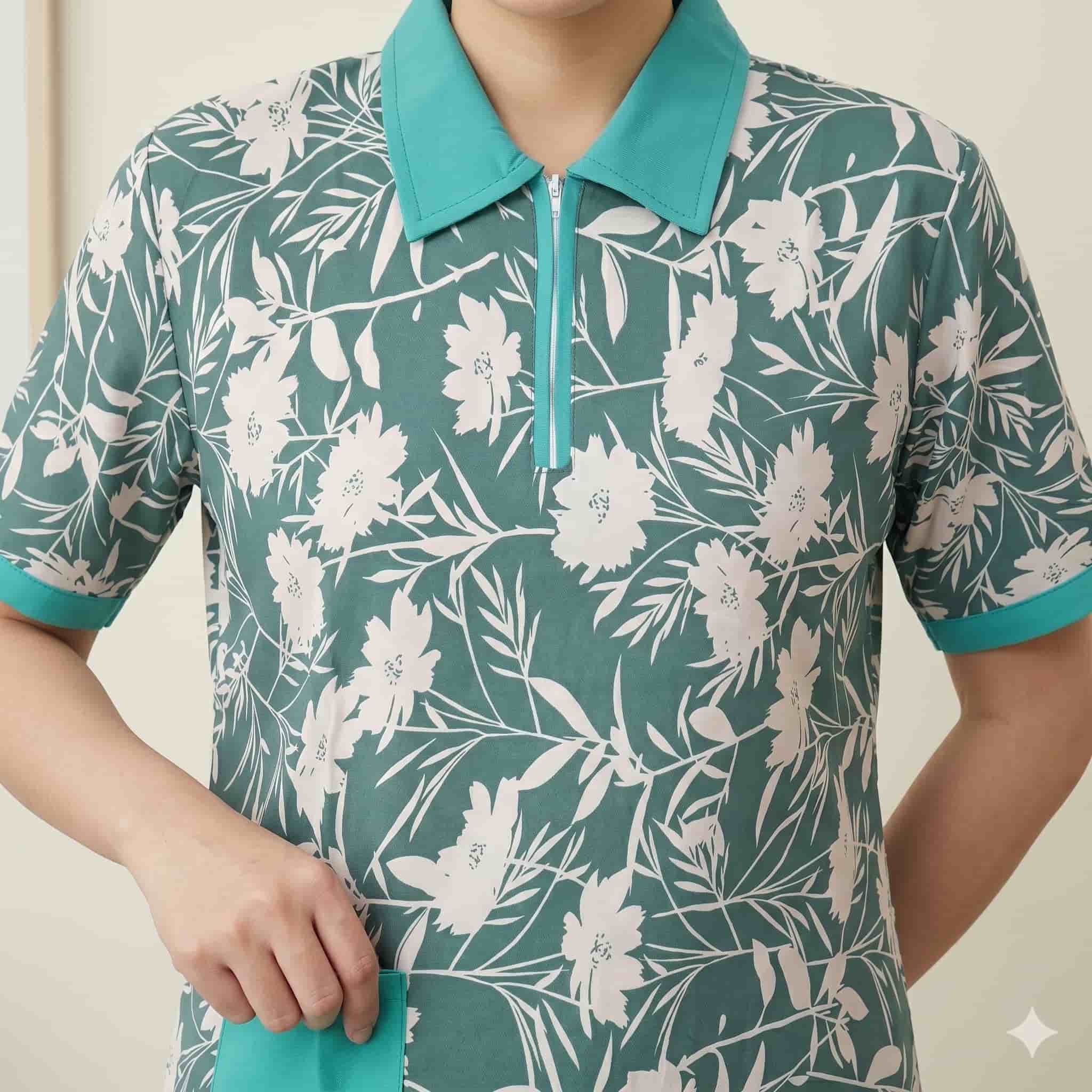 Teal Blossom Maid Women Uniform Set - Teal