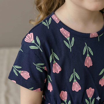 Floral Girl Frock - Blue