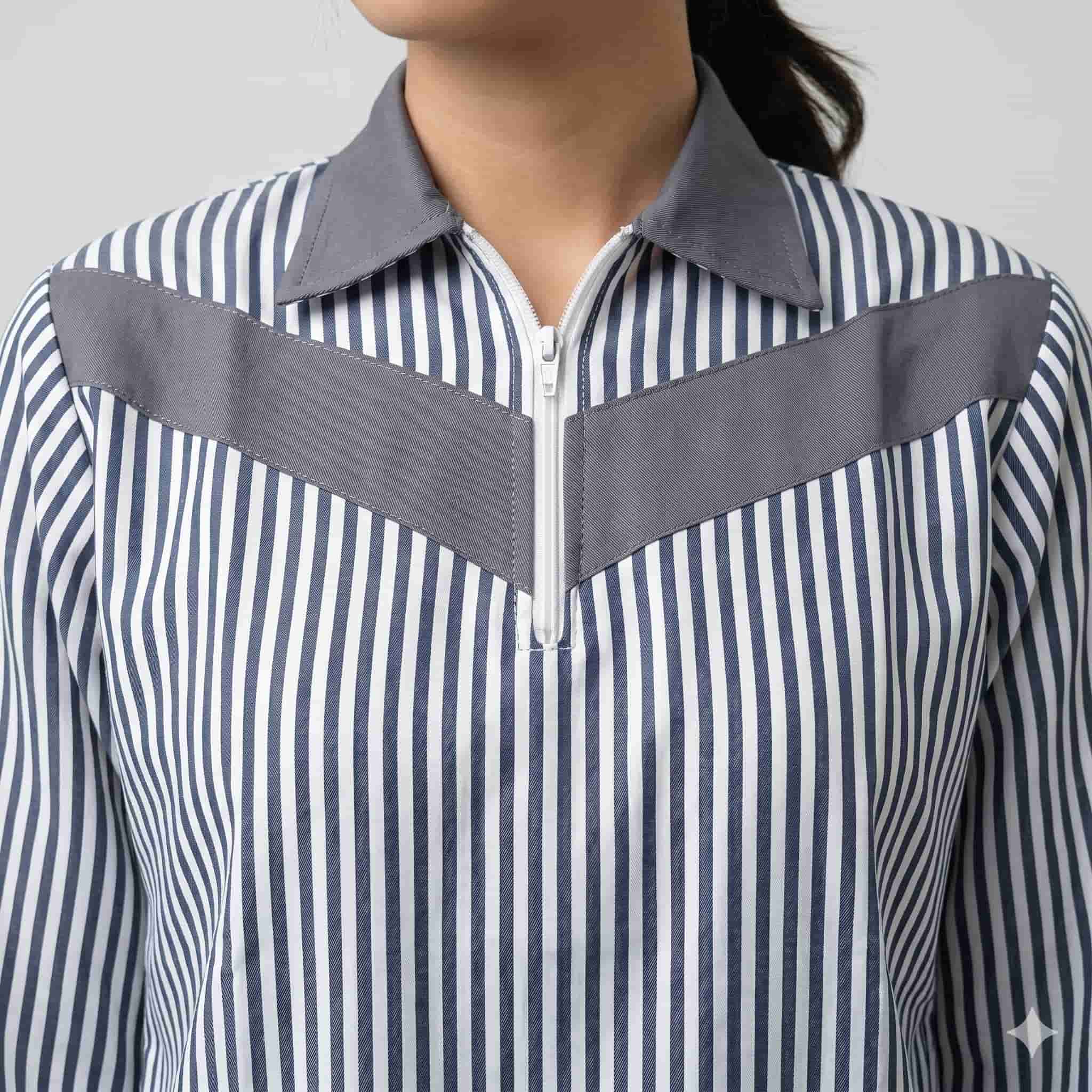 Urban Stripe Maid Women Uniform - Grey