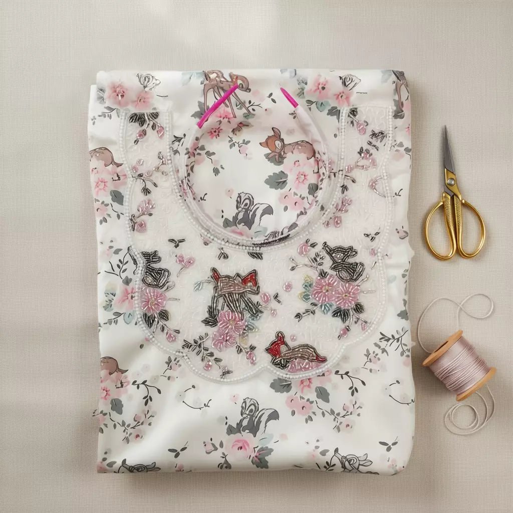 Taj Bambi Girls Embroidered Mukhawir - Cream