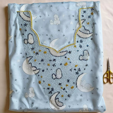 Moon Girls Embroidered Mukhawir - Blue