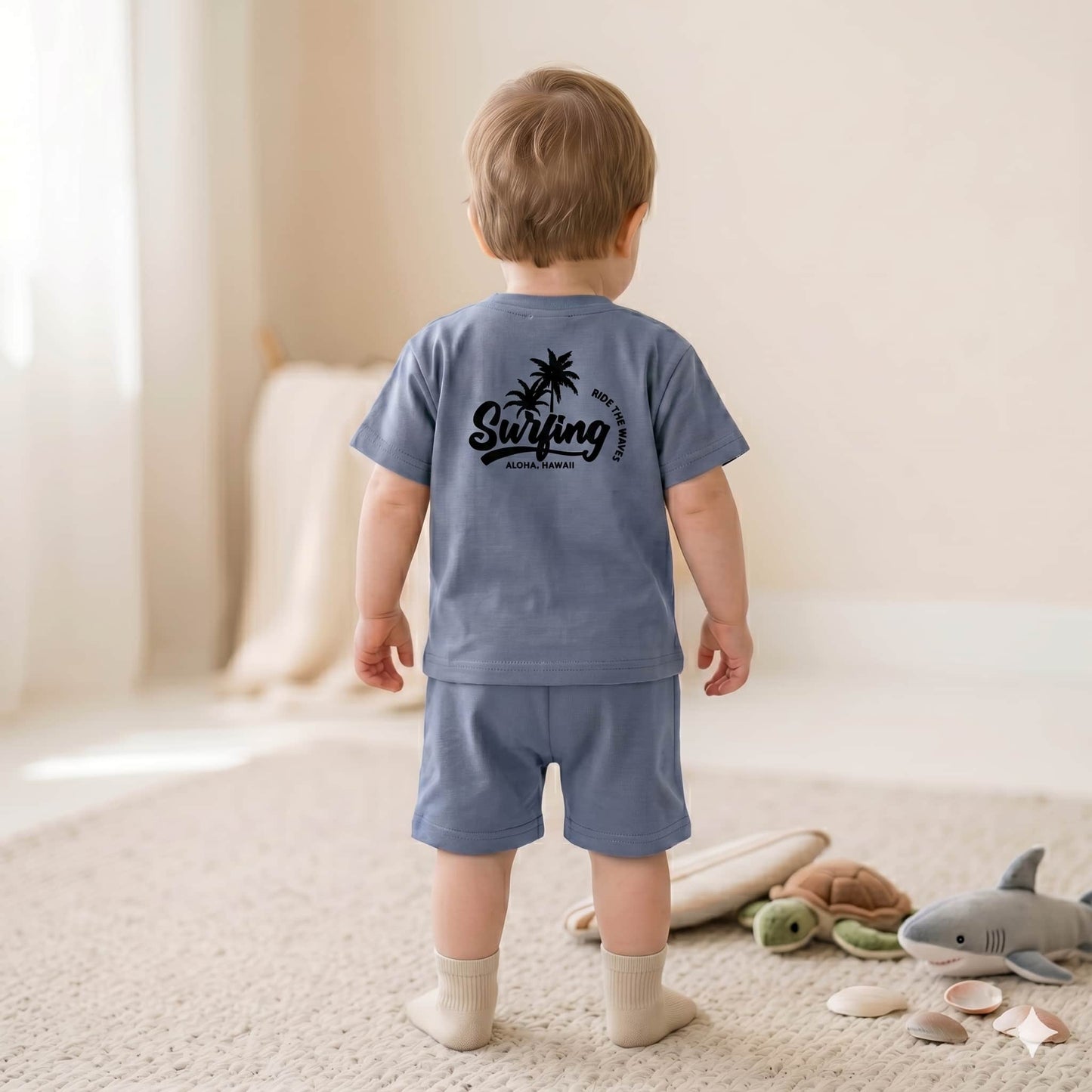 Surf Spirit Baby boys Half sleeves Short set - Blue