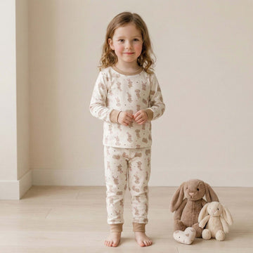 Snug As Bug Girl Pajama Set - Cream