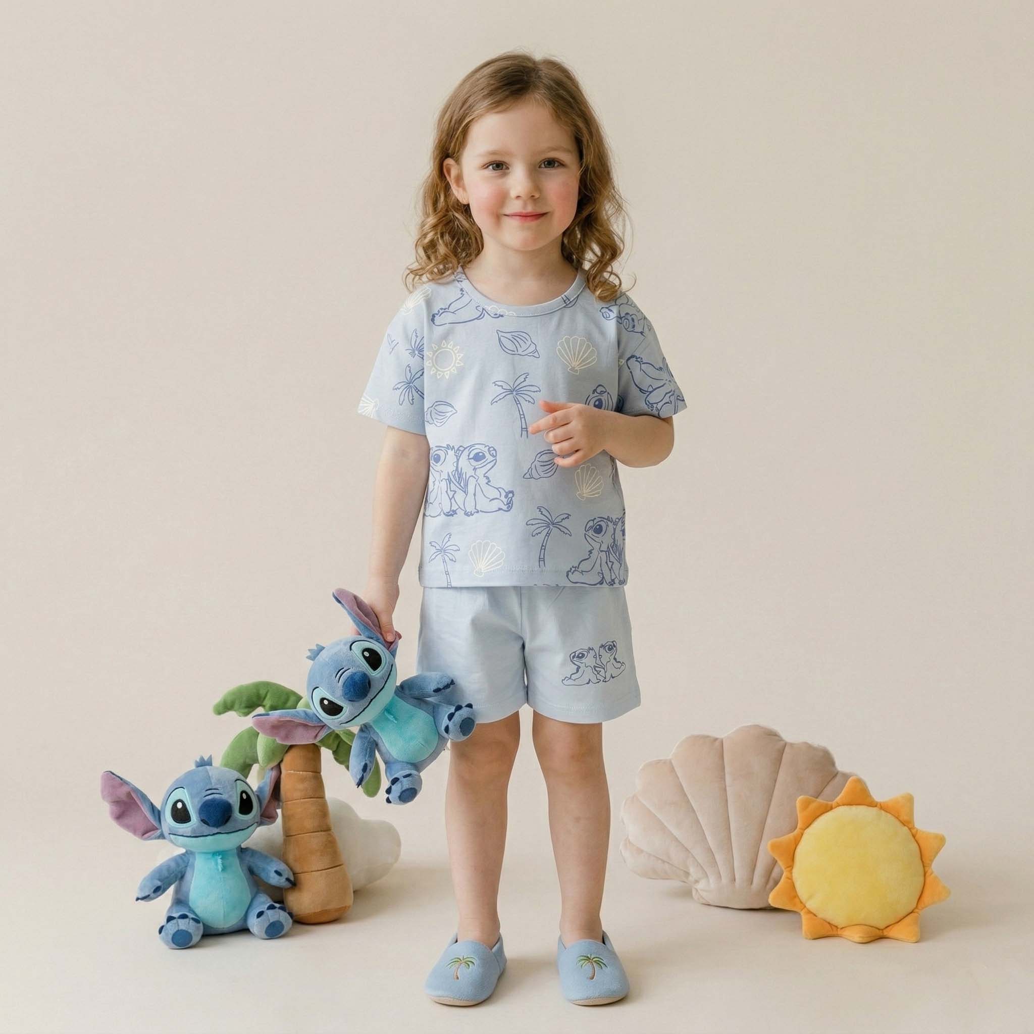 Stitch Aloha Girls Short Set - Blue